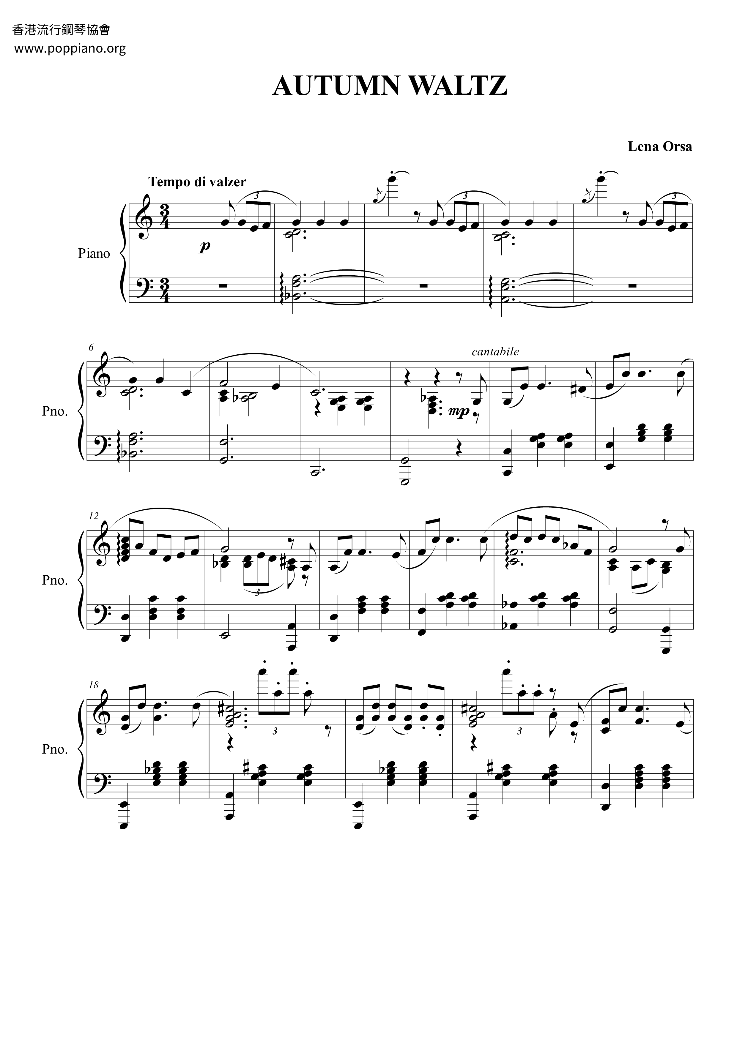 Autumn Waltz Score