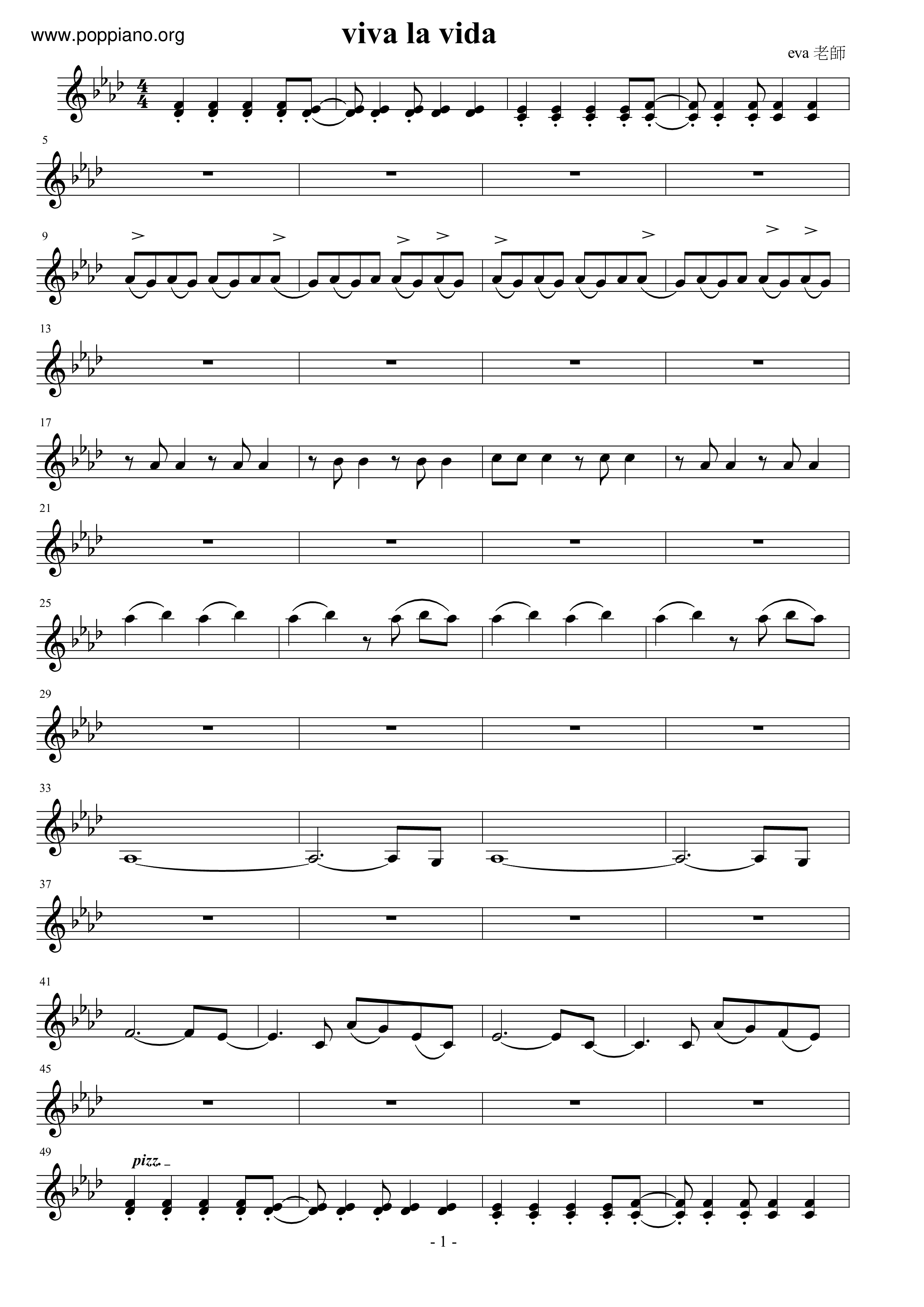 Viva La Vida Score