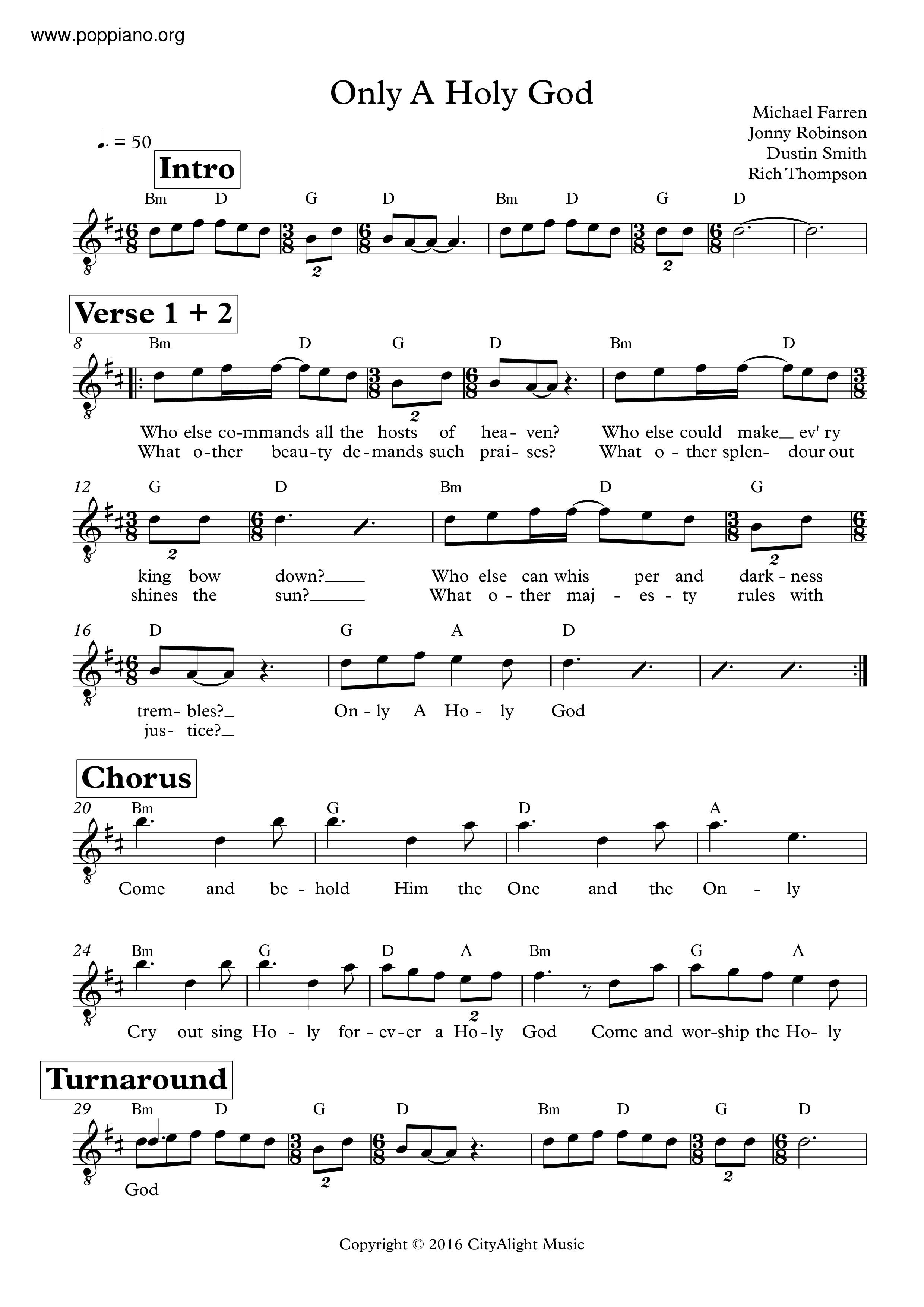 Only A Holy God Score