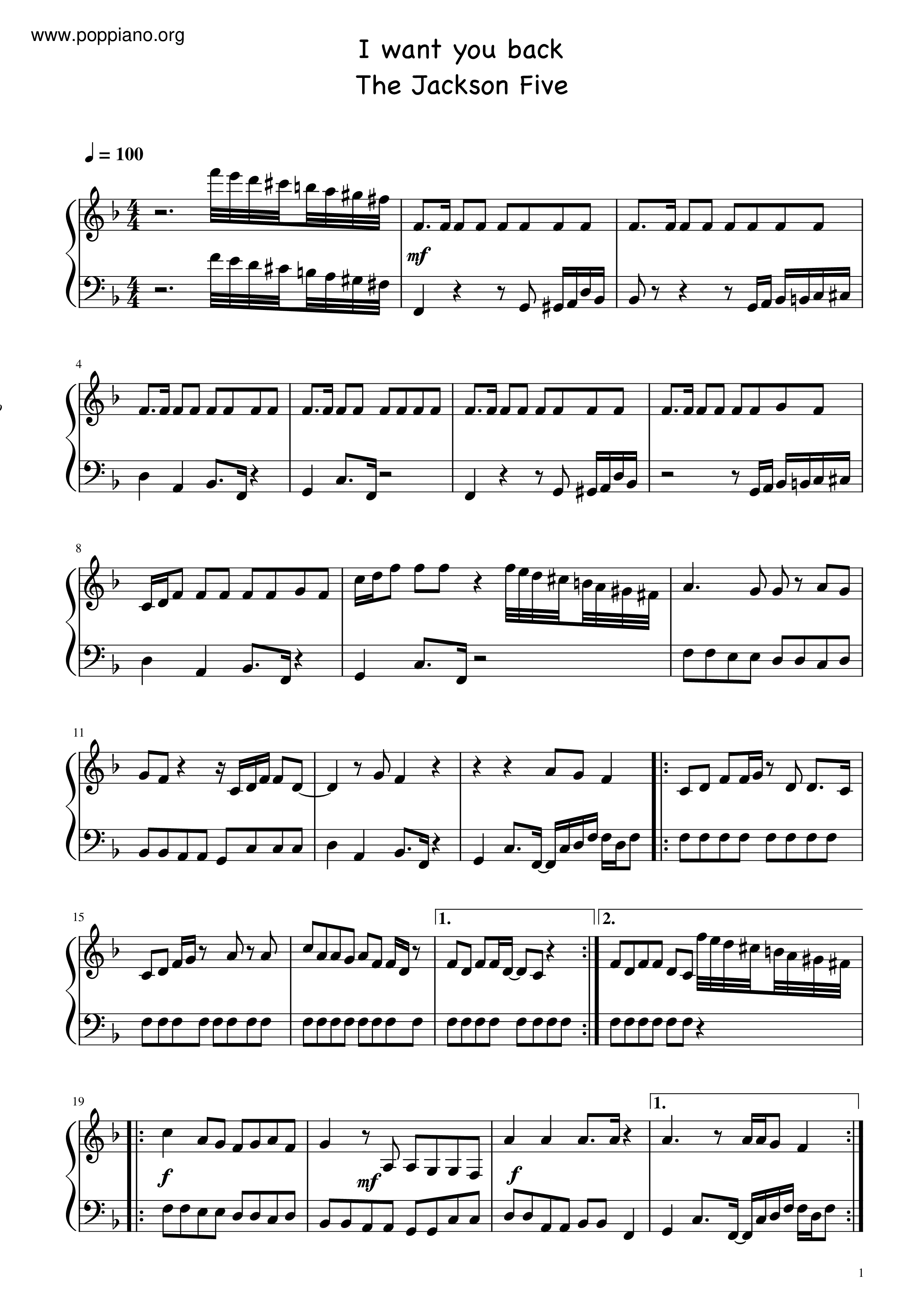 I Want You Back琴譜