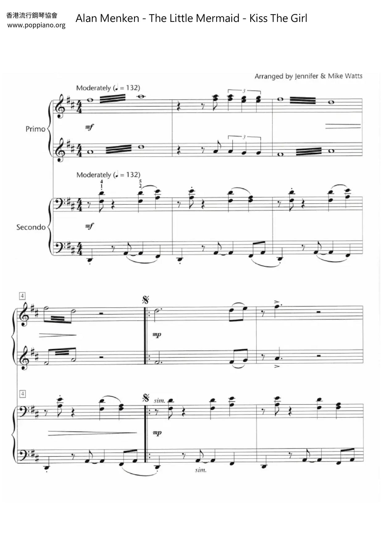 The Little Mermaid - Kiss The Girl Score