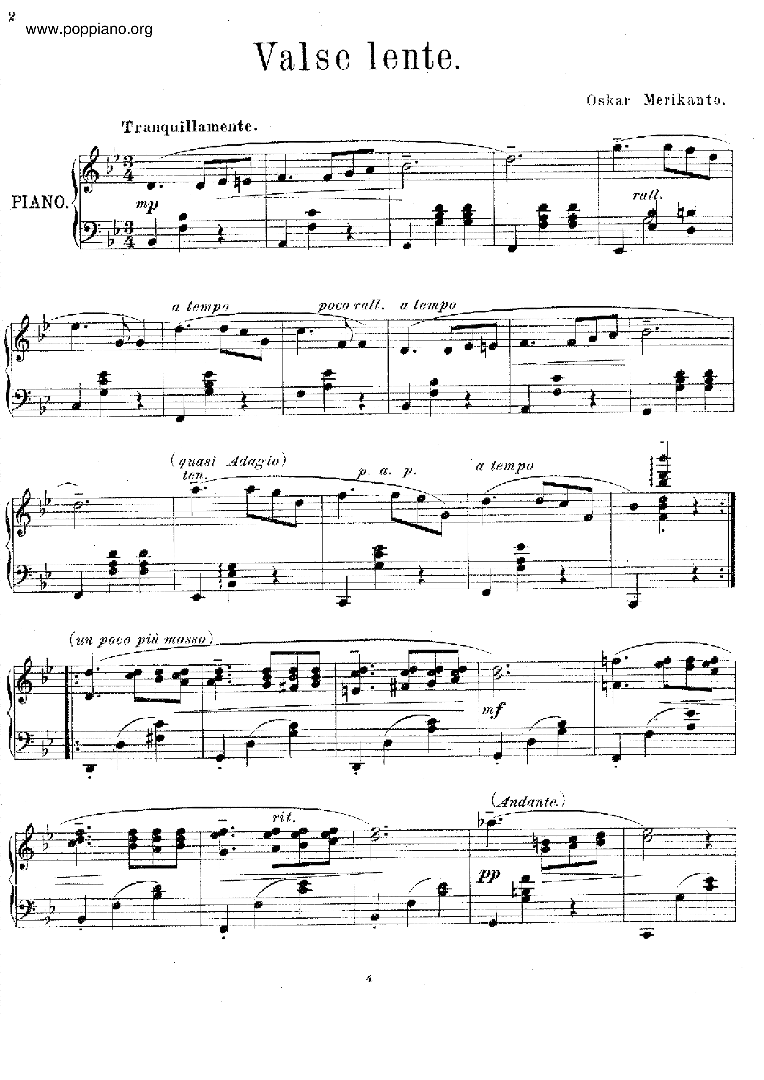 Valse Lente Score
