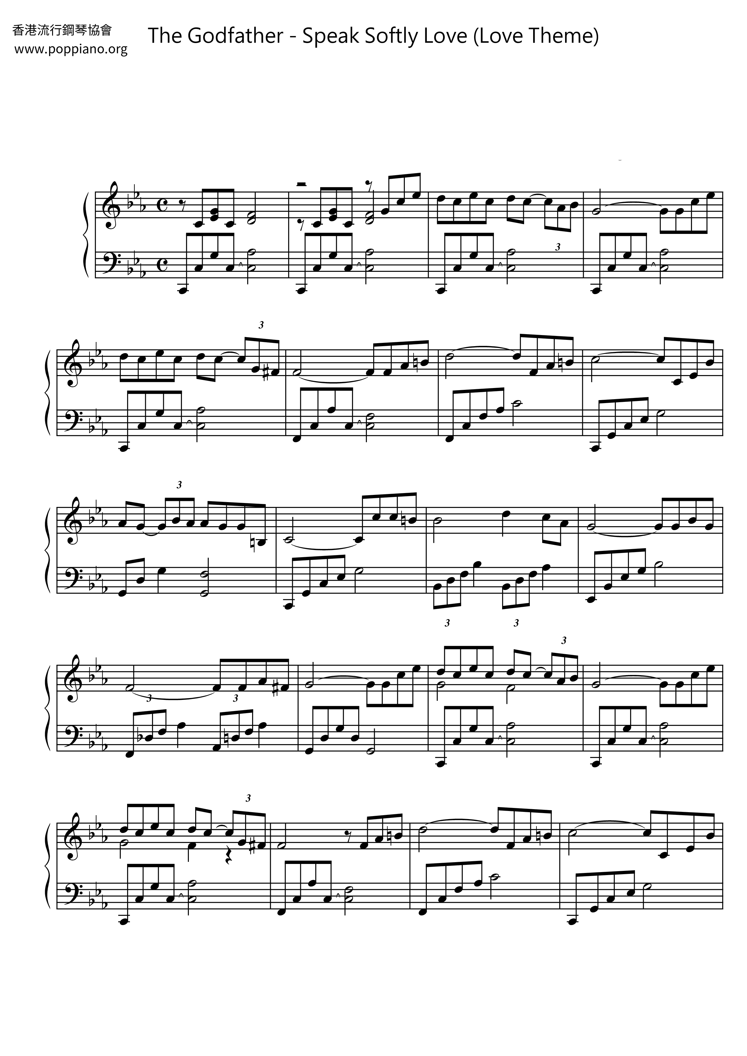 Love Theme From The Godfather (Speak Softly Love) Score