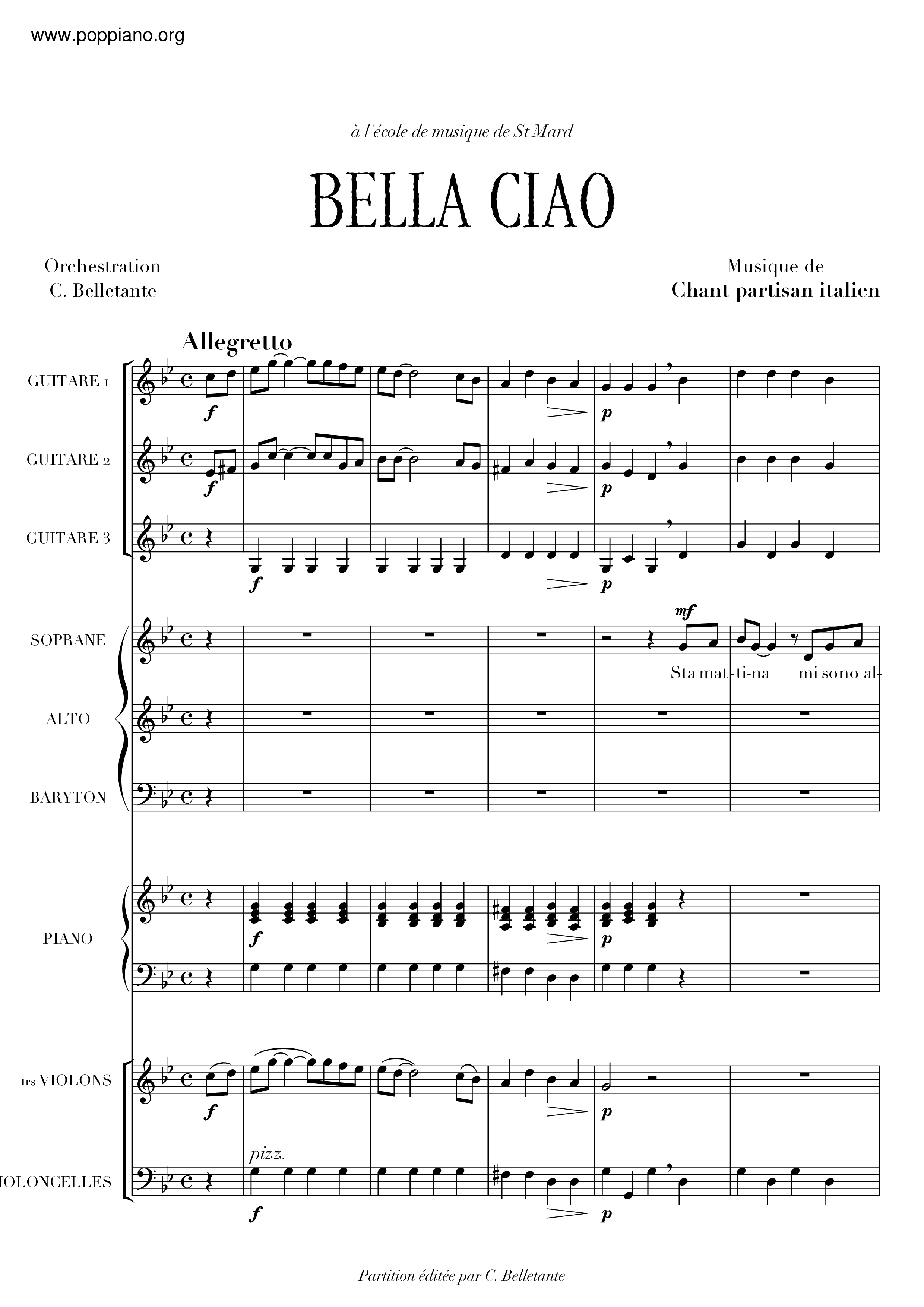 Bella Ciao琴譜