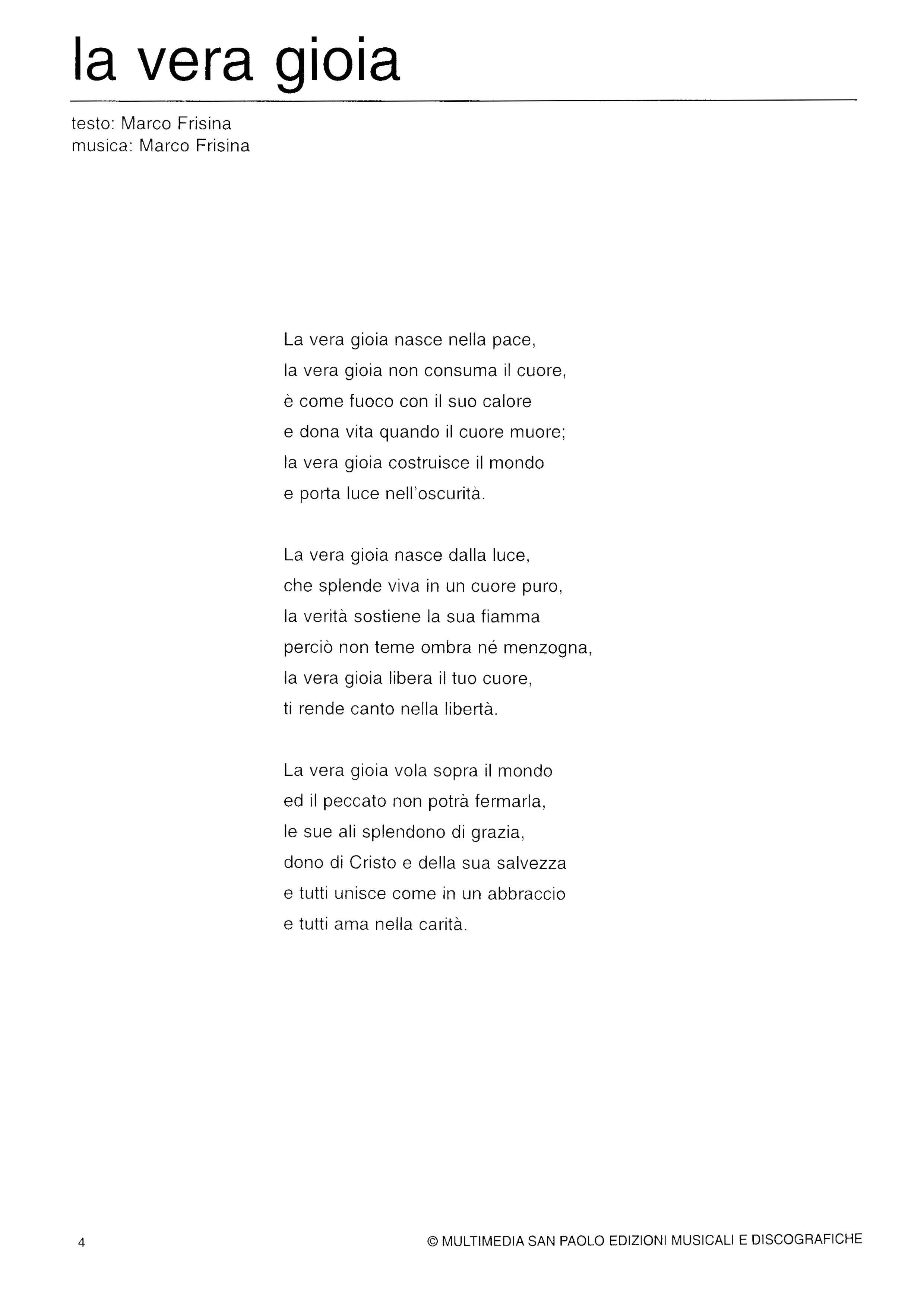 La Vera Gioia Score