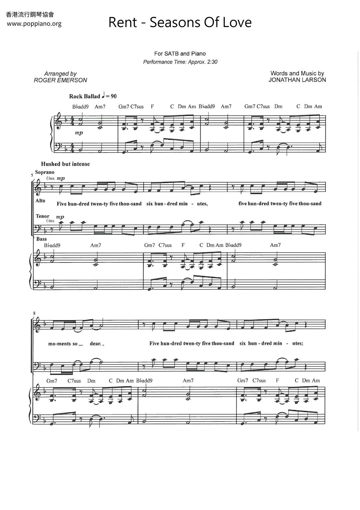 Seasons Of Love Score