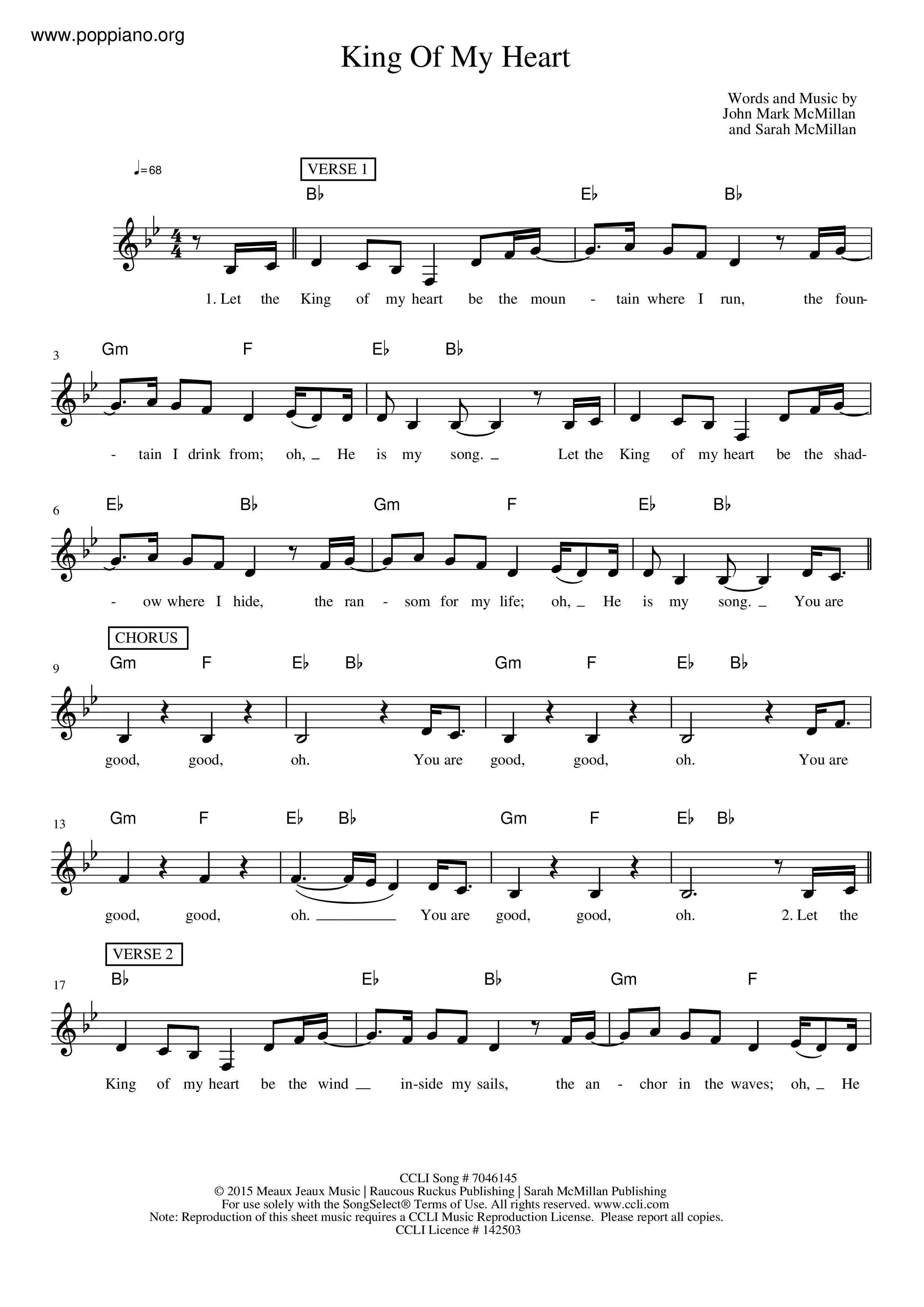 King Of My Heart Score