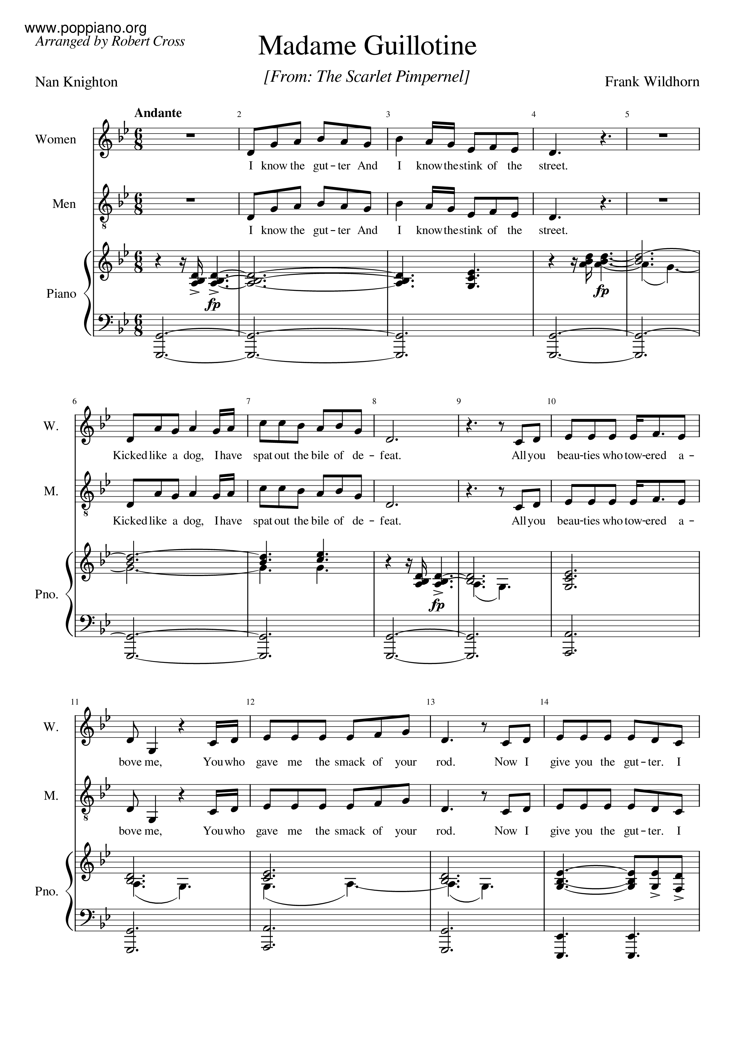 The Scarlet Pimpernel - Madame Guillotine琴谱