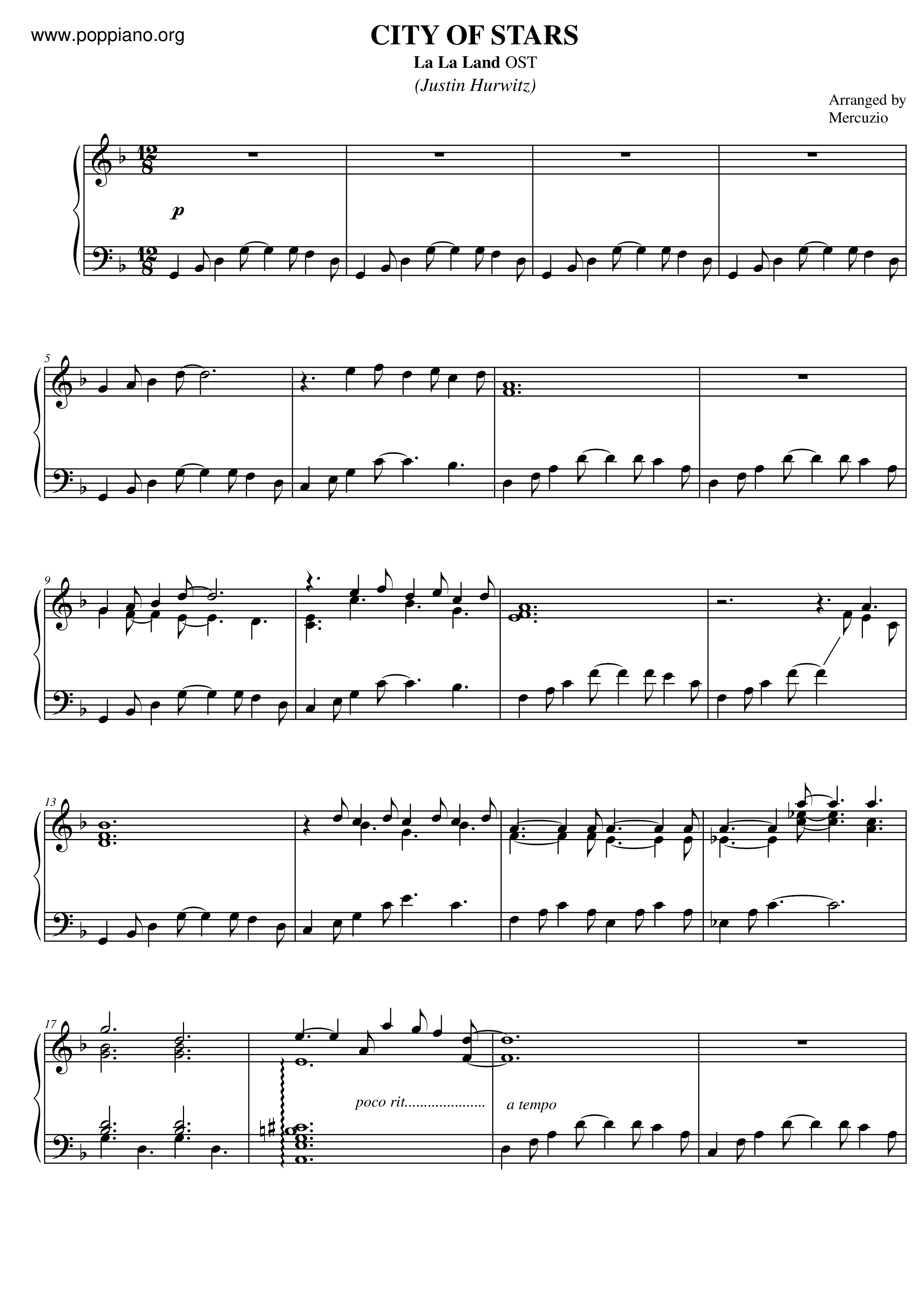 La La Land - City Of Stars Score