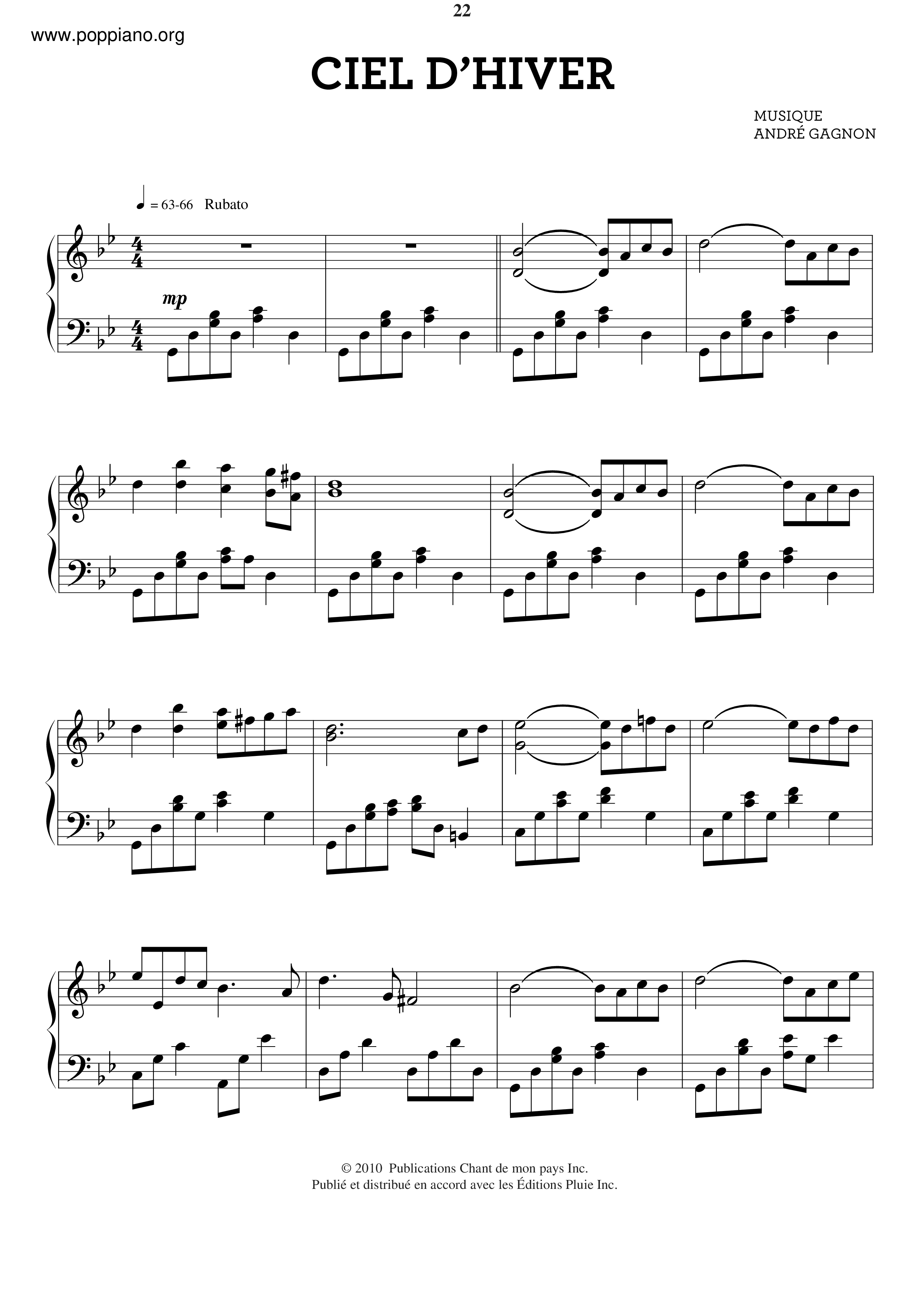 Ciel D'hiver Score