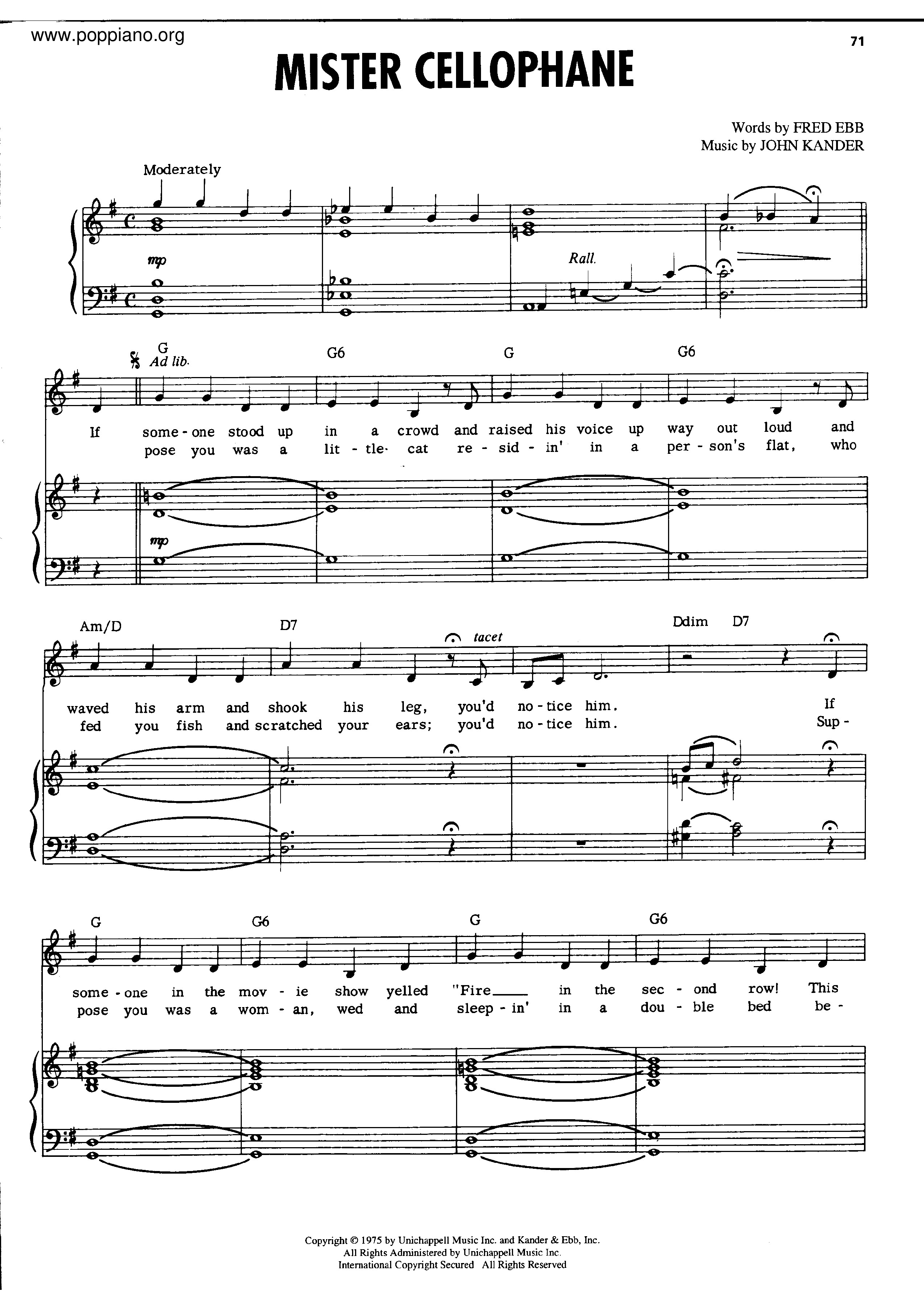 Mister Cellophane Score