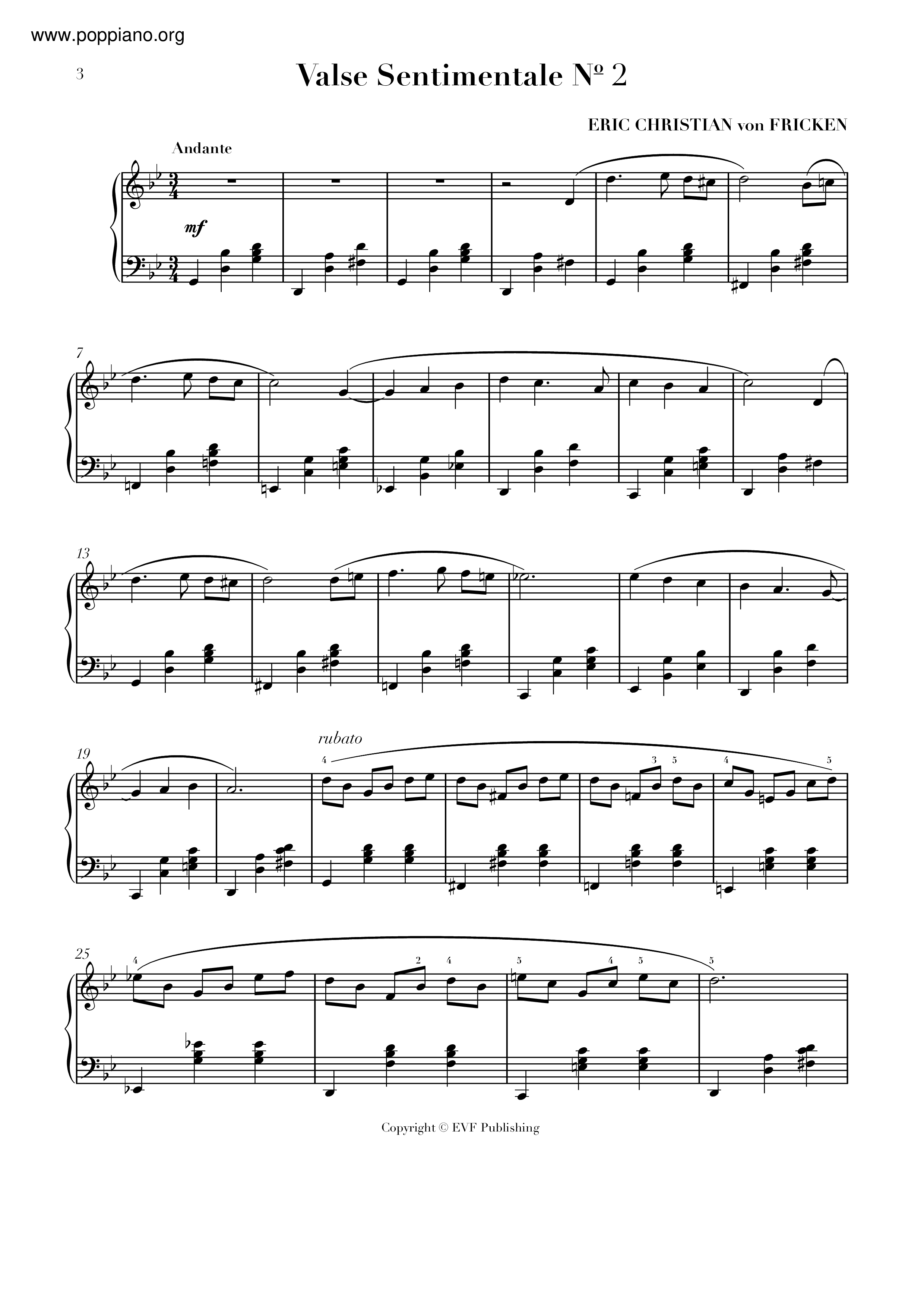 Valse Sentimentale No.2 Score