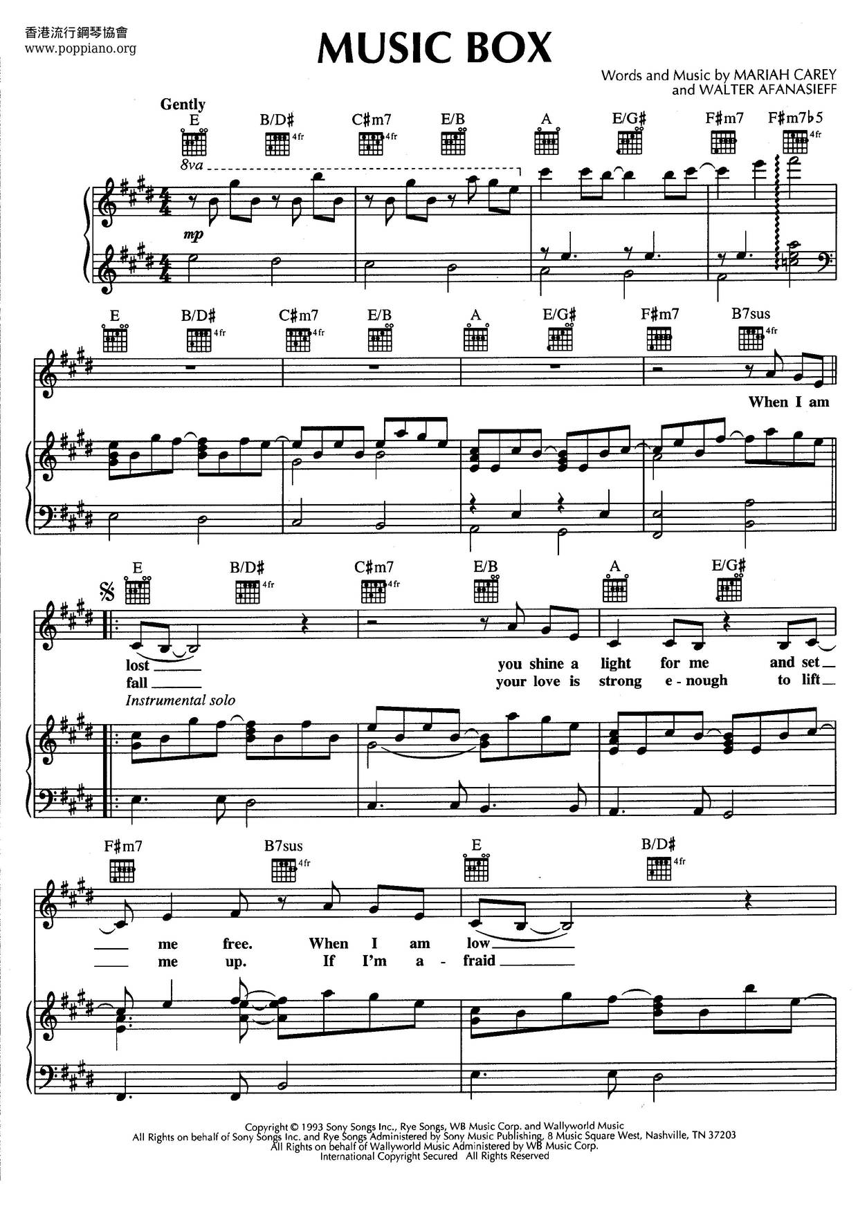 Music box sheet music online