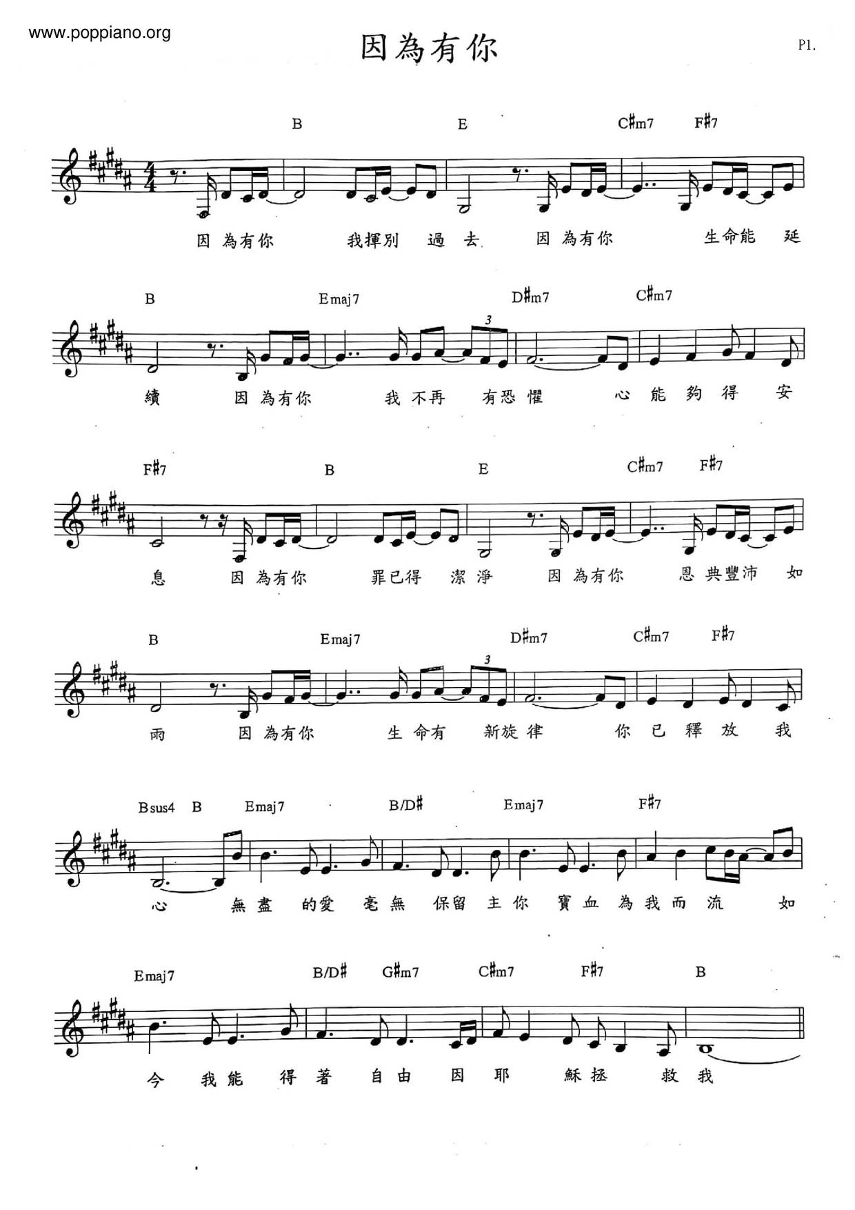 Because Of You Score