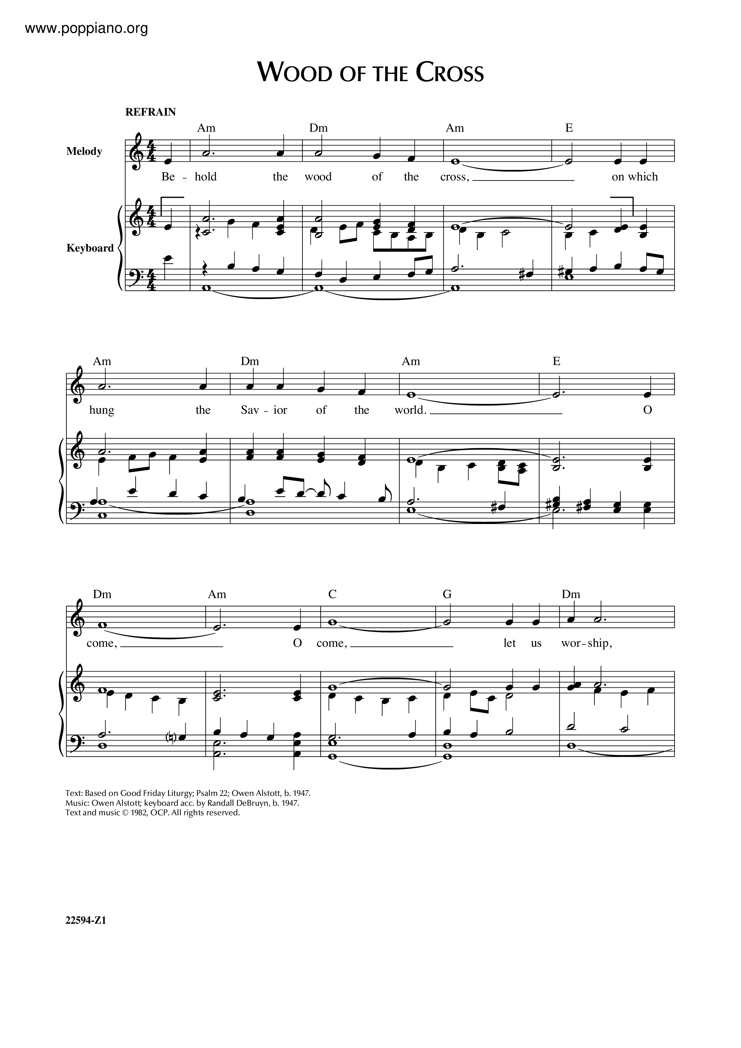 Wood Of The Cross Score