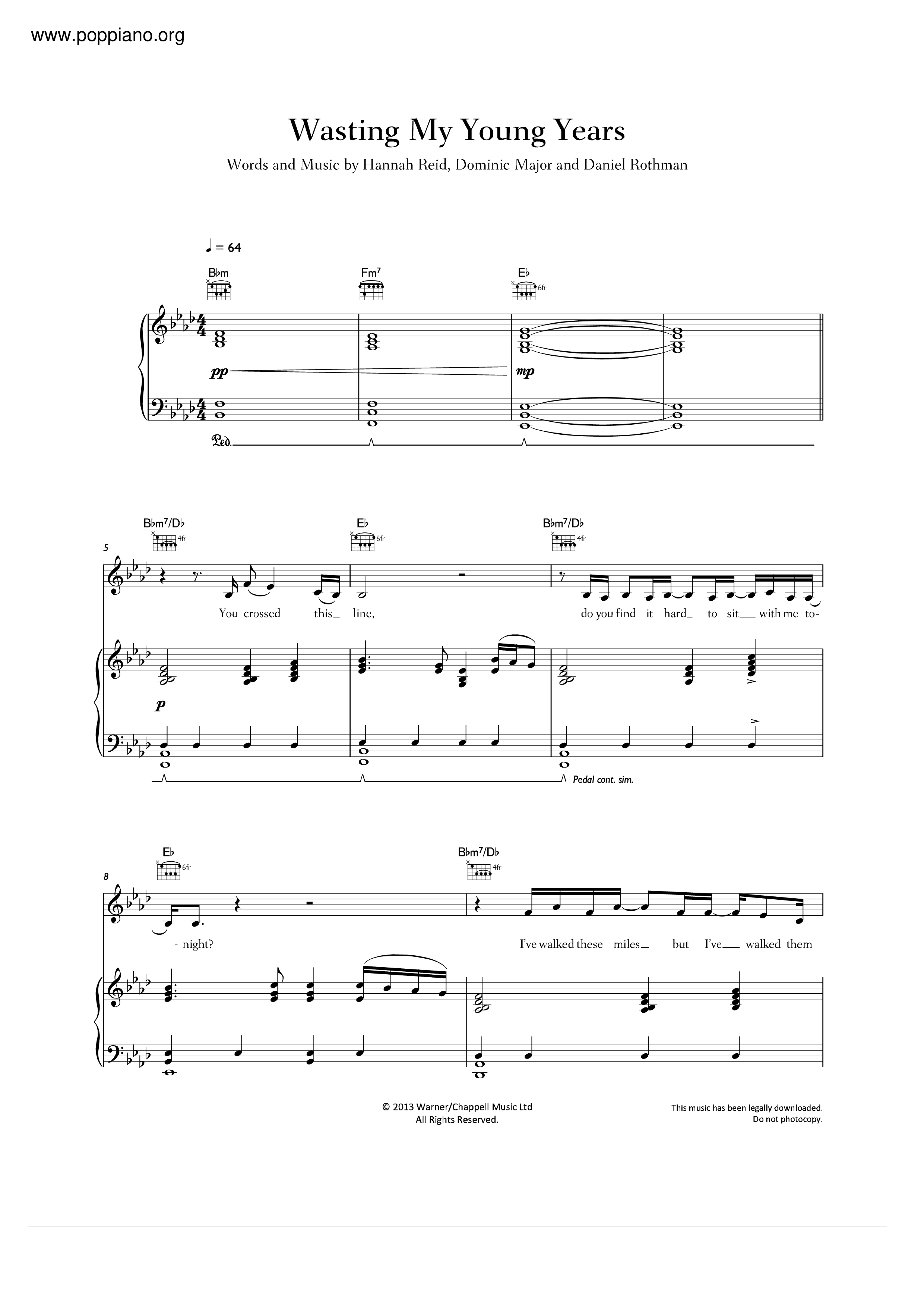 ☆ London Grammar-Wasting My Young Years Sheet Music Pdf, - Free.