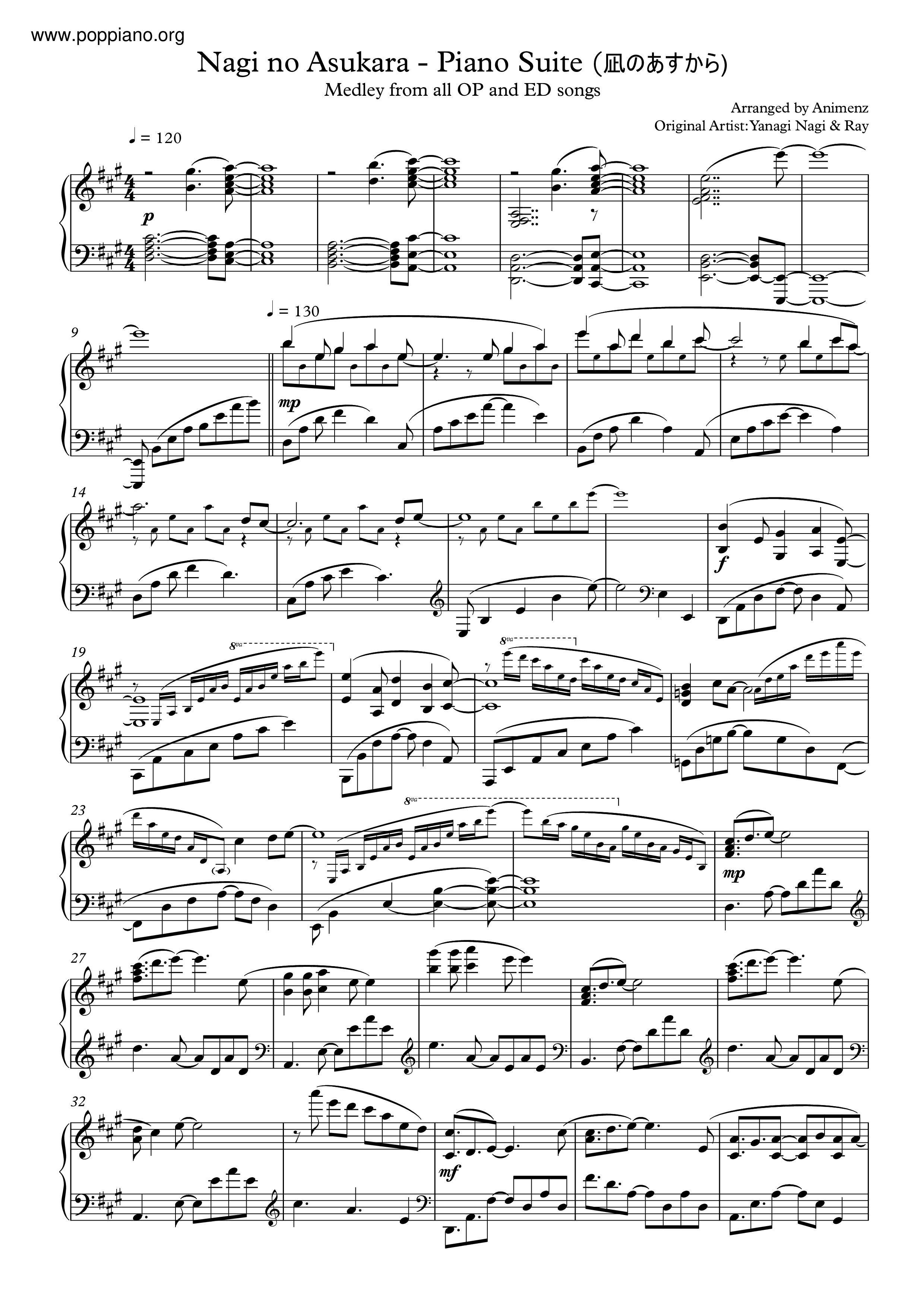 Nagi No Asukara Medley Score