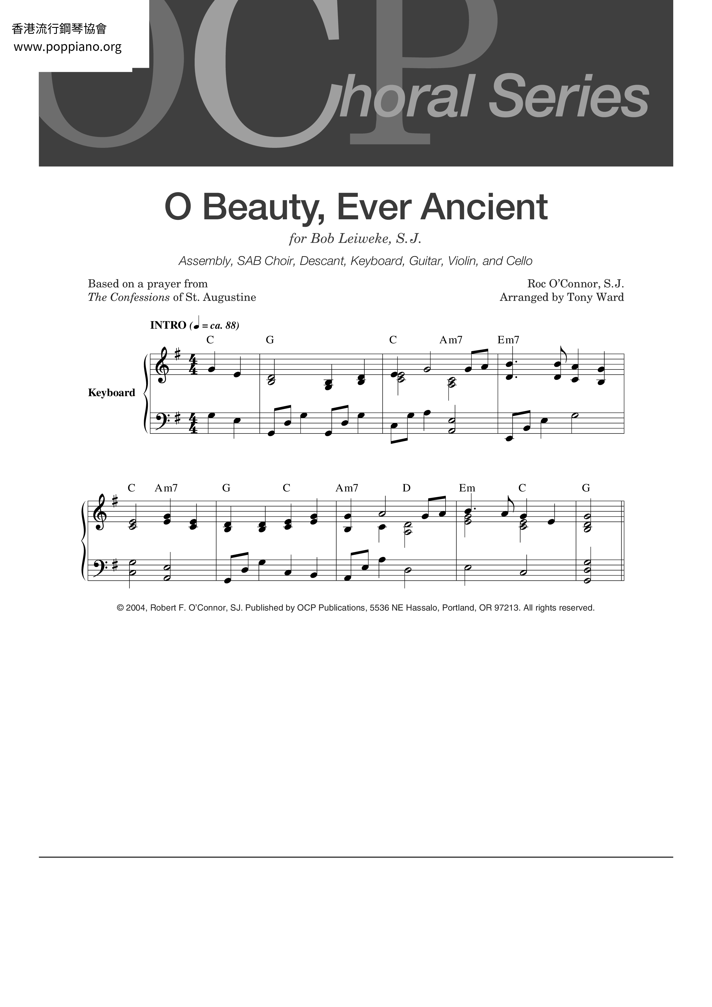 O Beauty, Ever Ancient Score