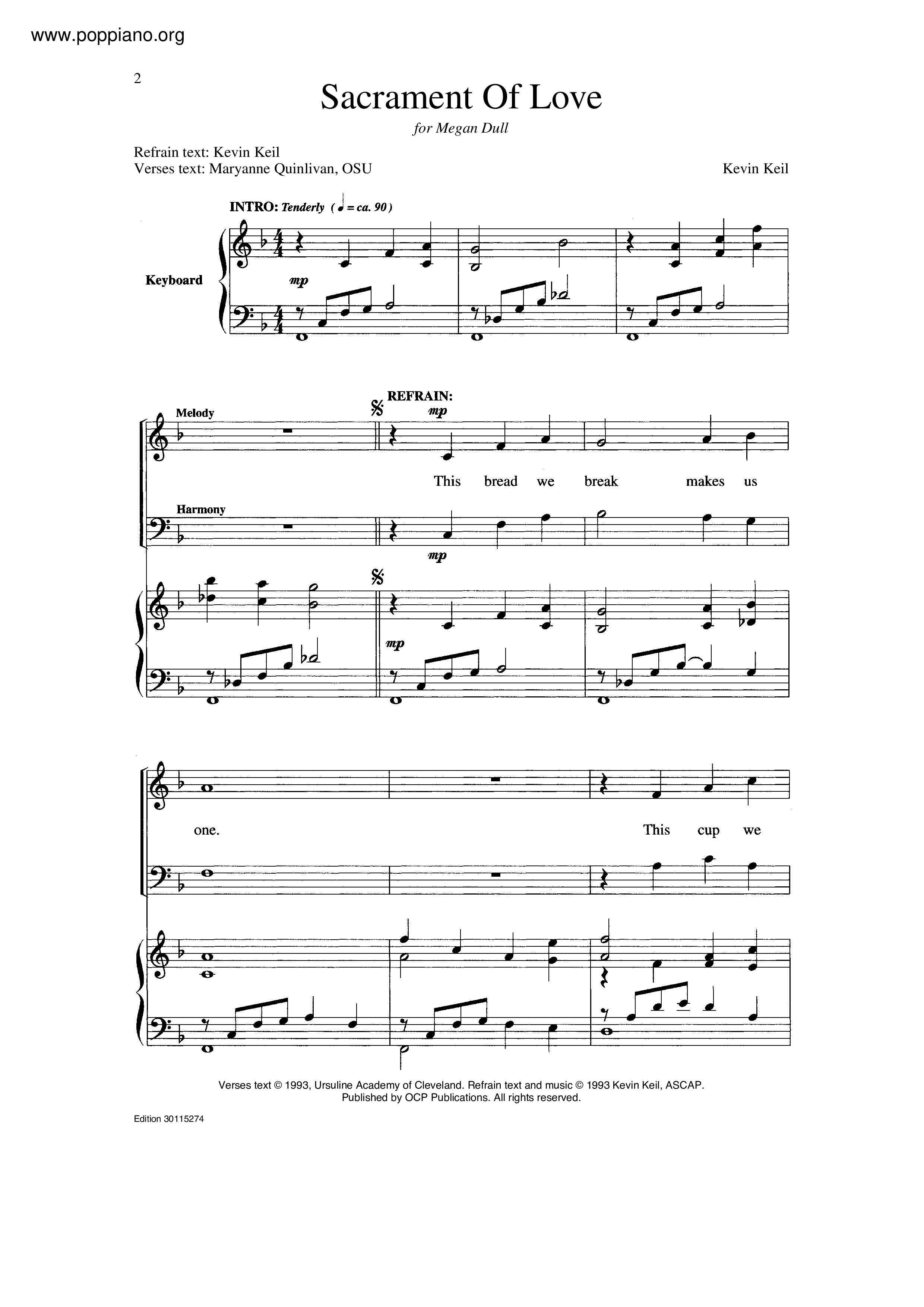 Sacrament Of Love Score