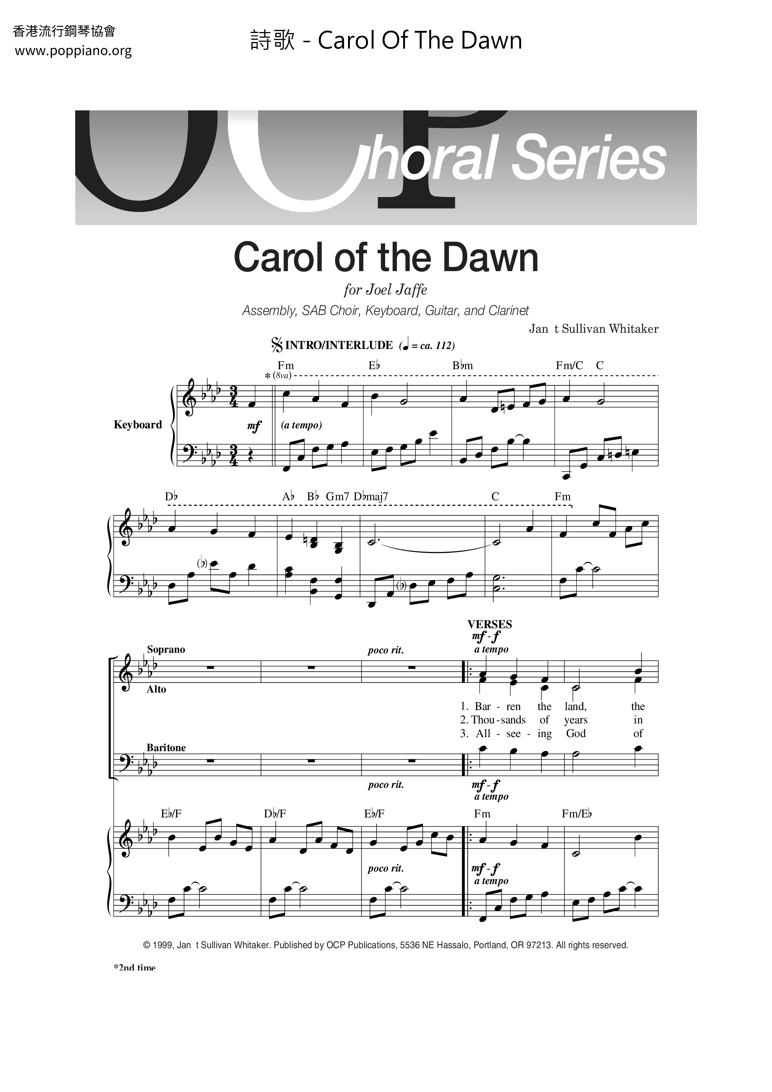 Carol Of The Dawn Score