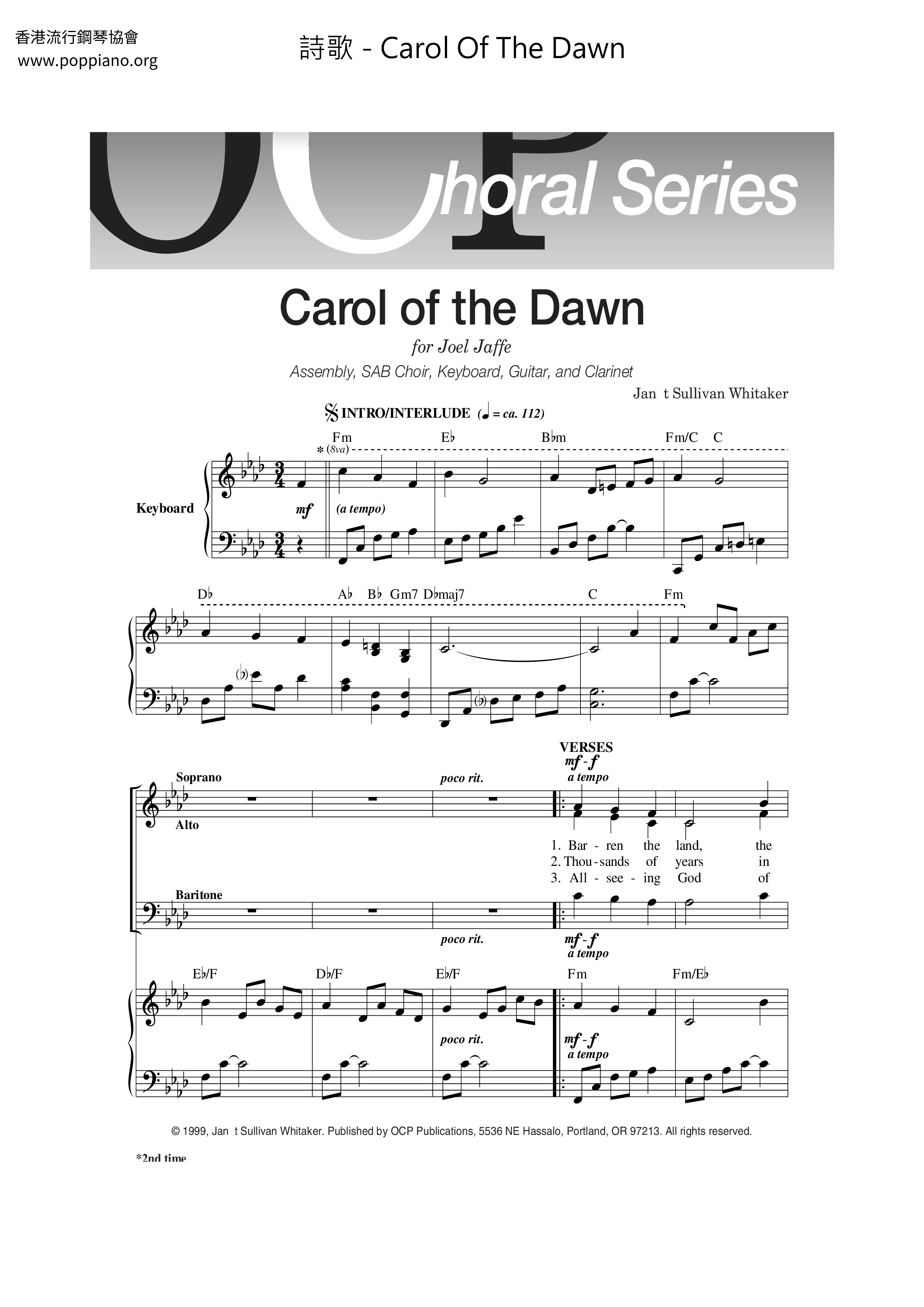 Carol Of The Dawn琴譜