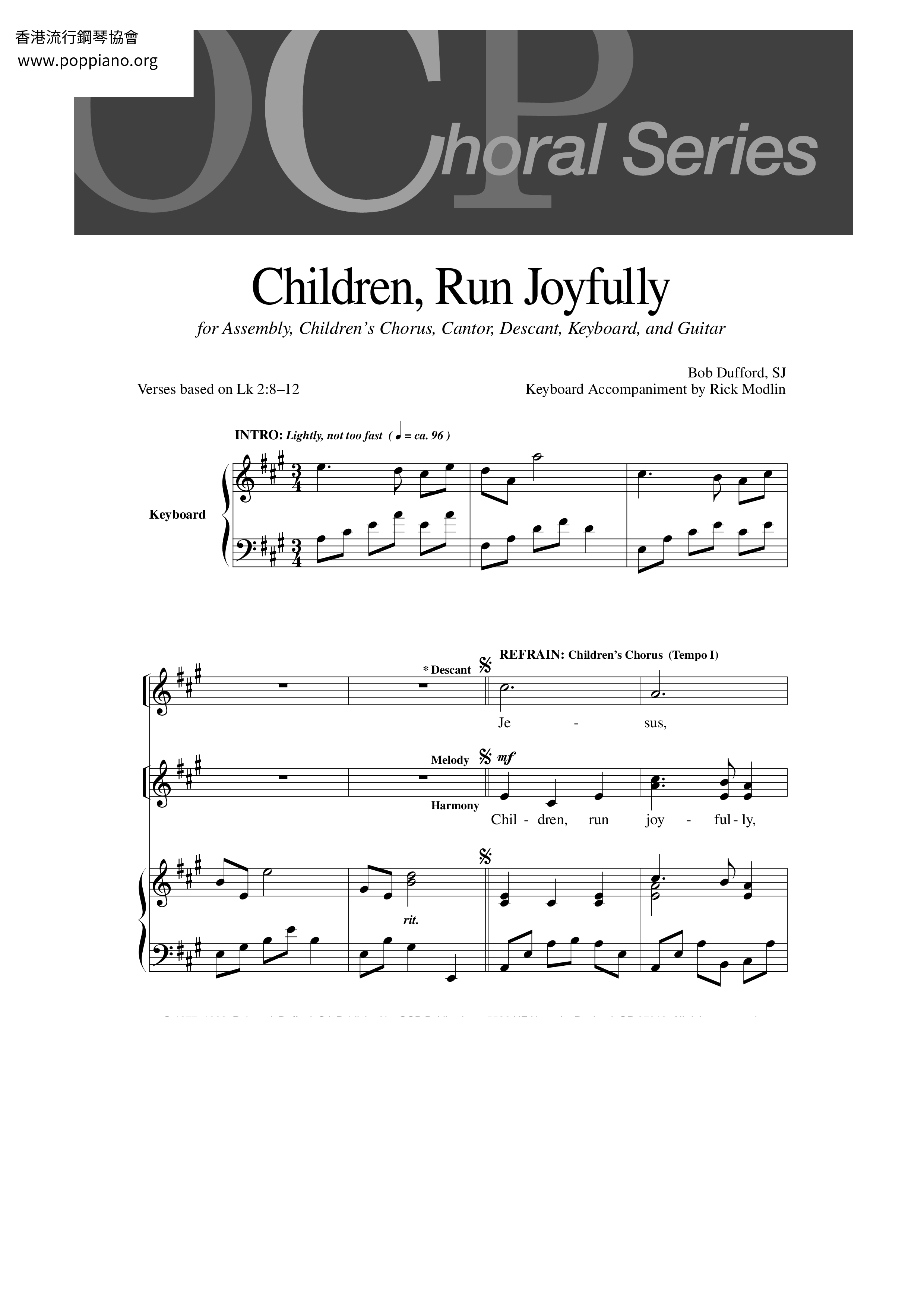 Children, Run Joyfully Score