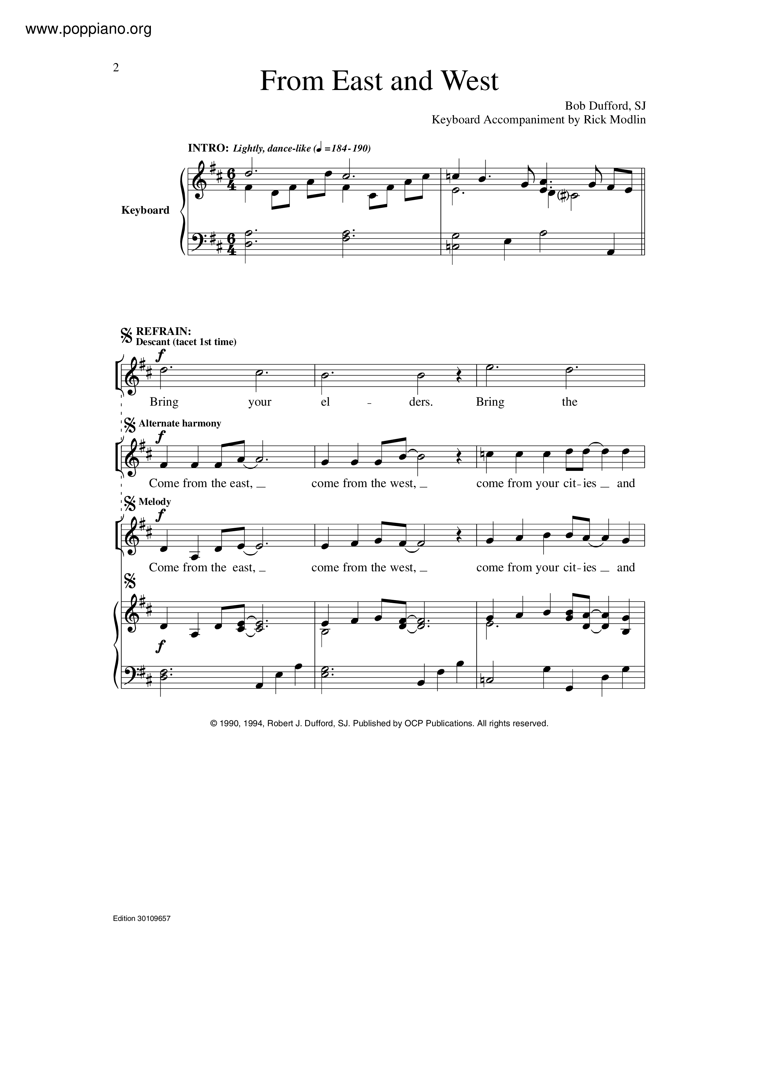 From East And West Score