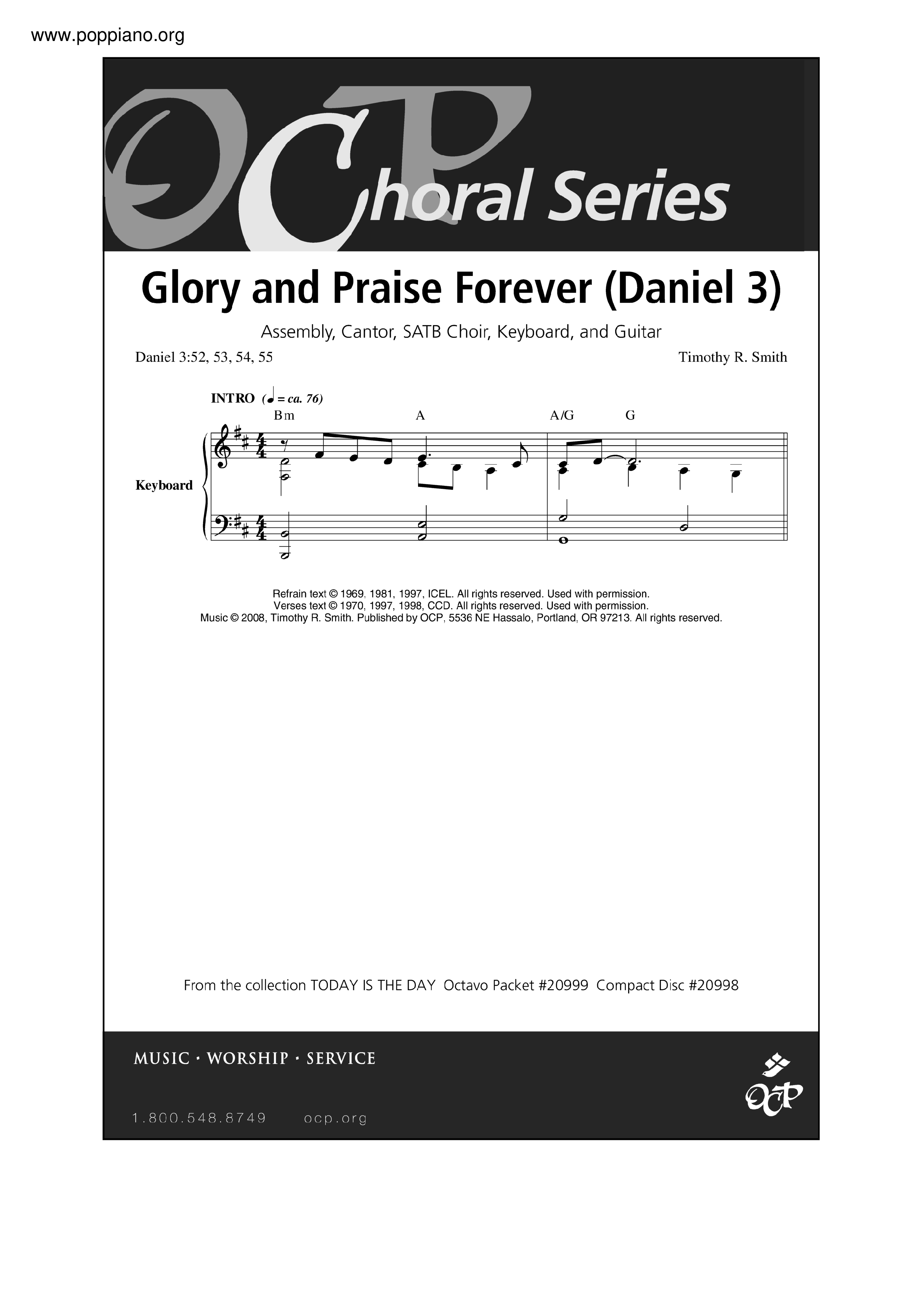 Glory And Praise Forever (Daniel 3)ピアノ譜