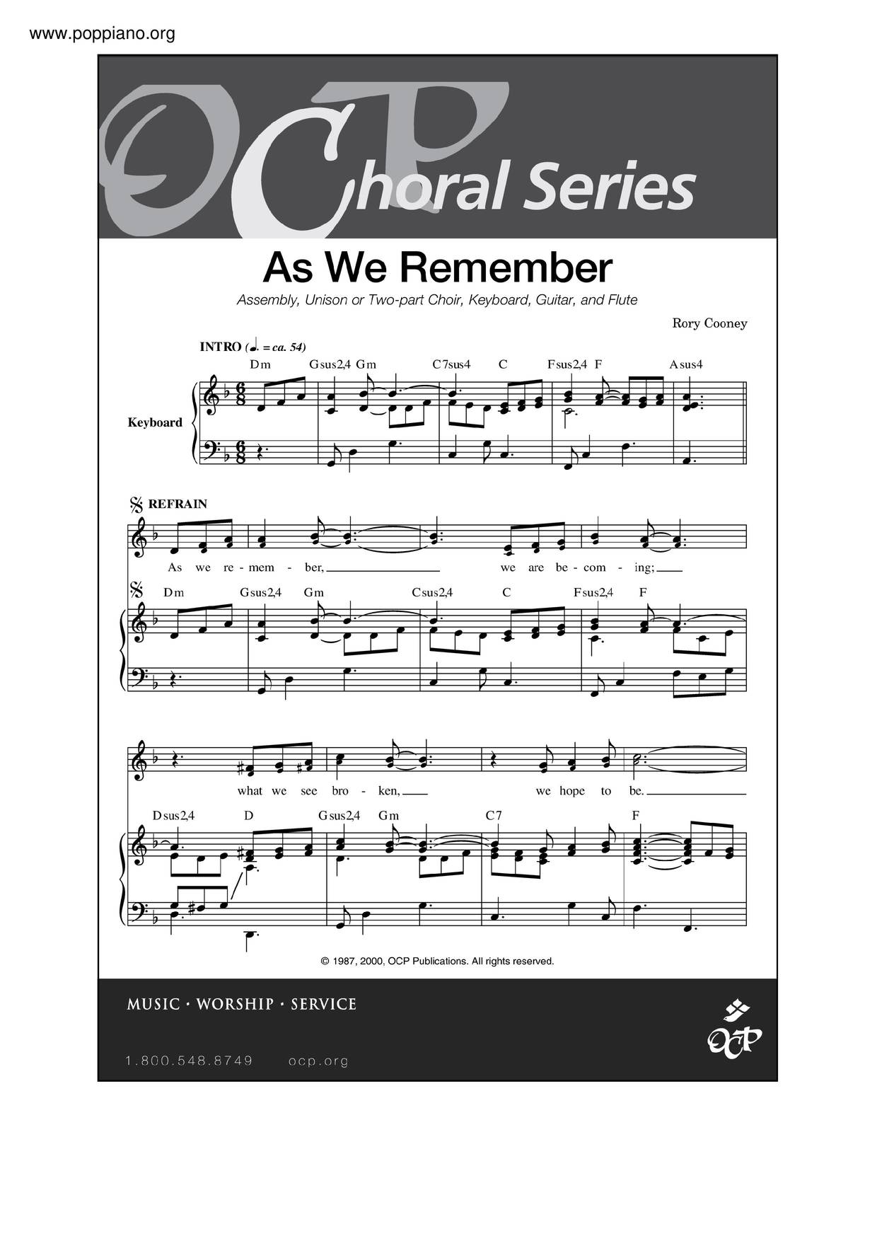 As We Remember琴谱