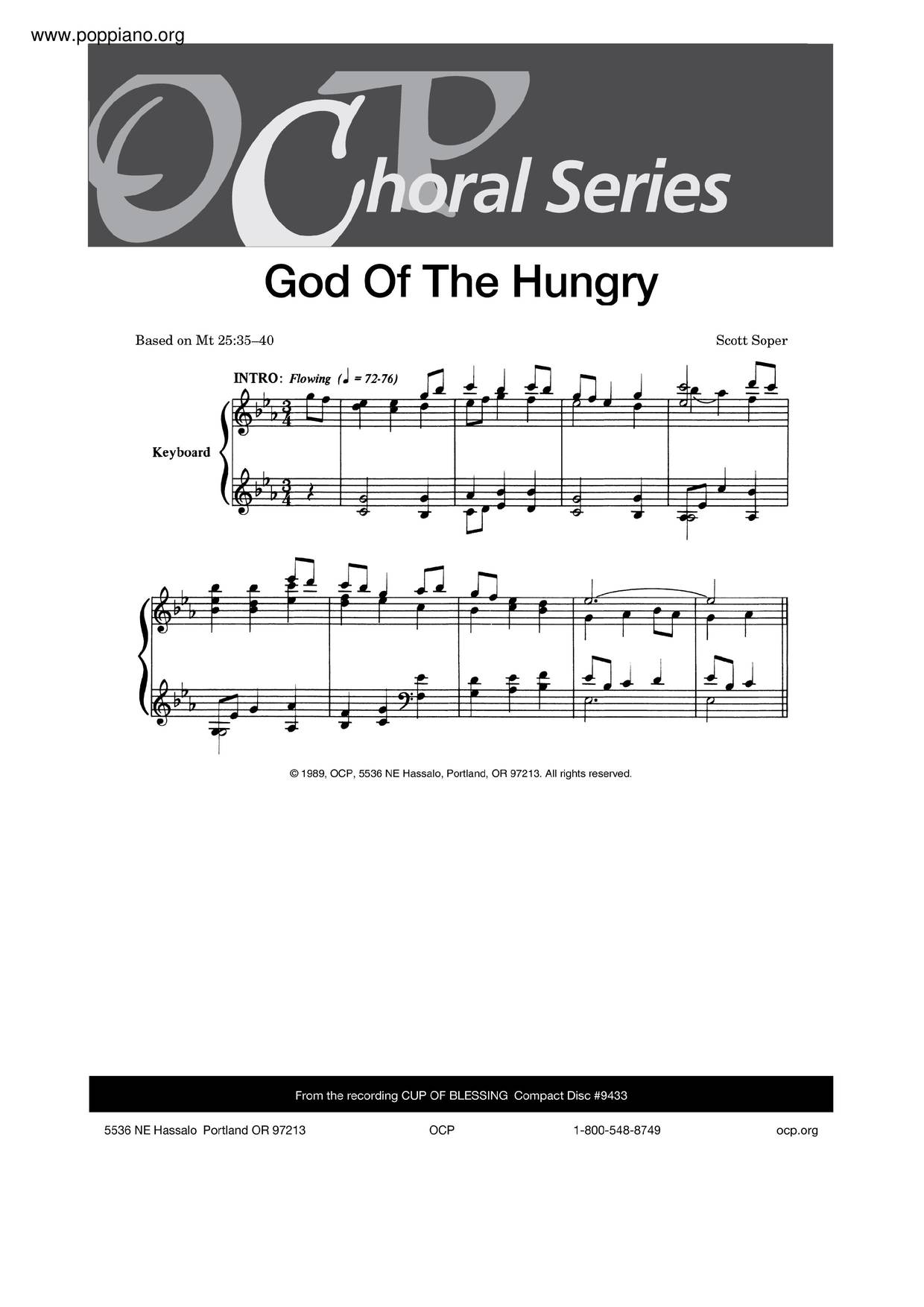 God Of The Hungry琴谱