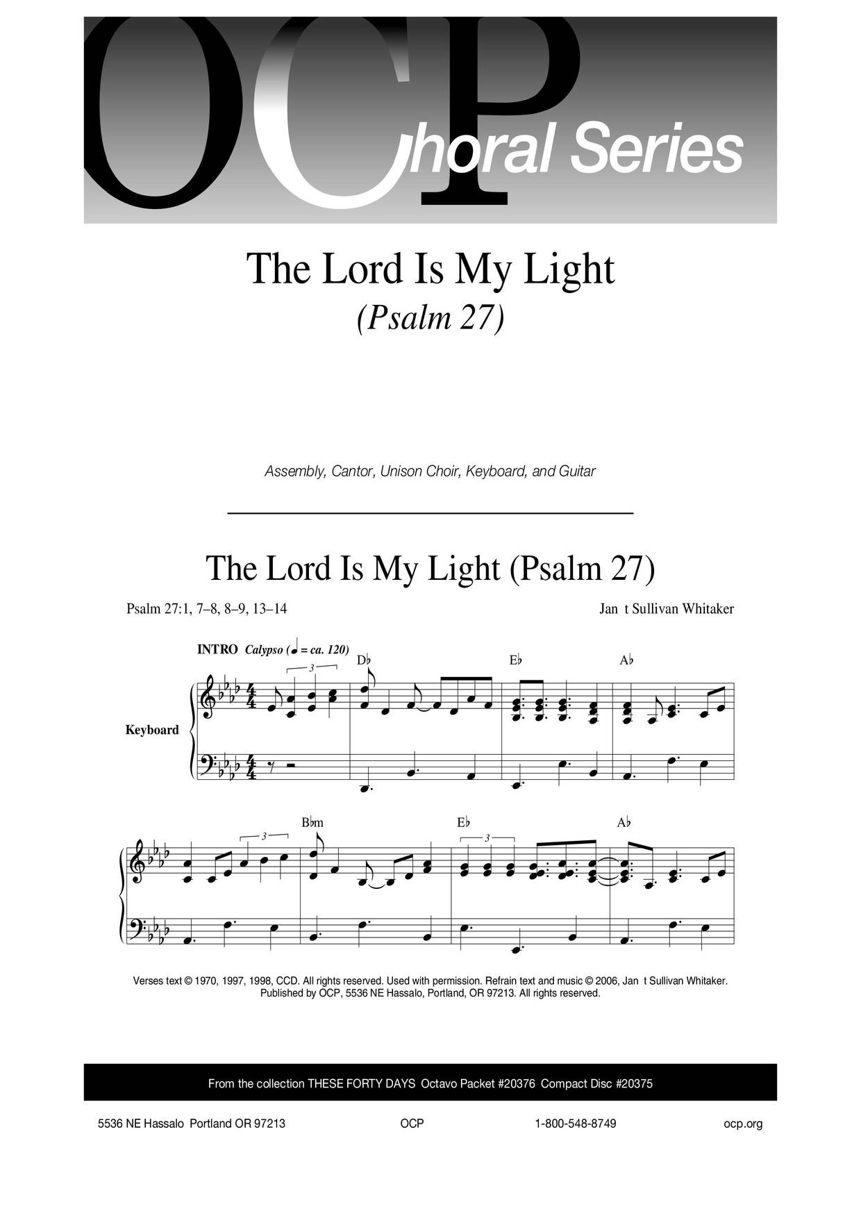 The Lord Is My Light (Psalm 27) Score