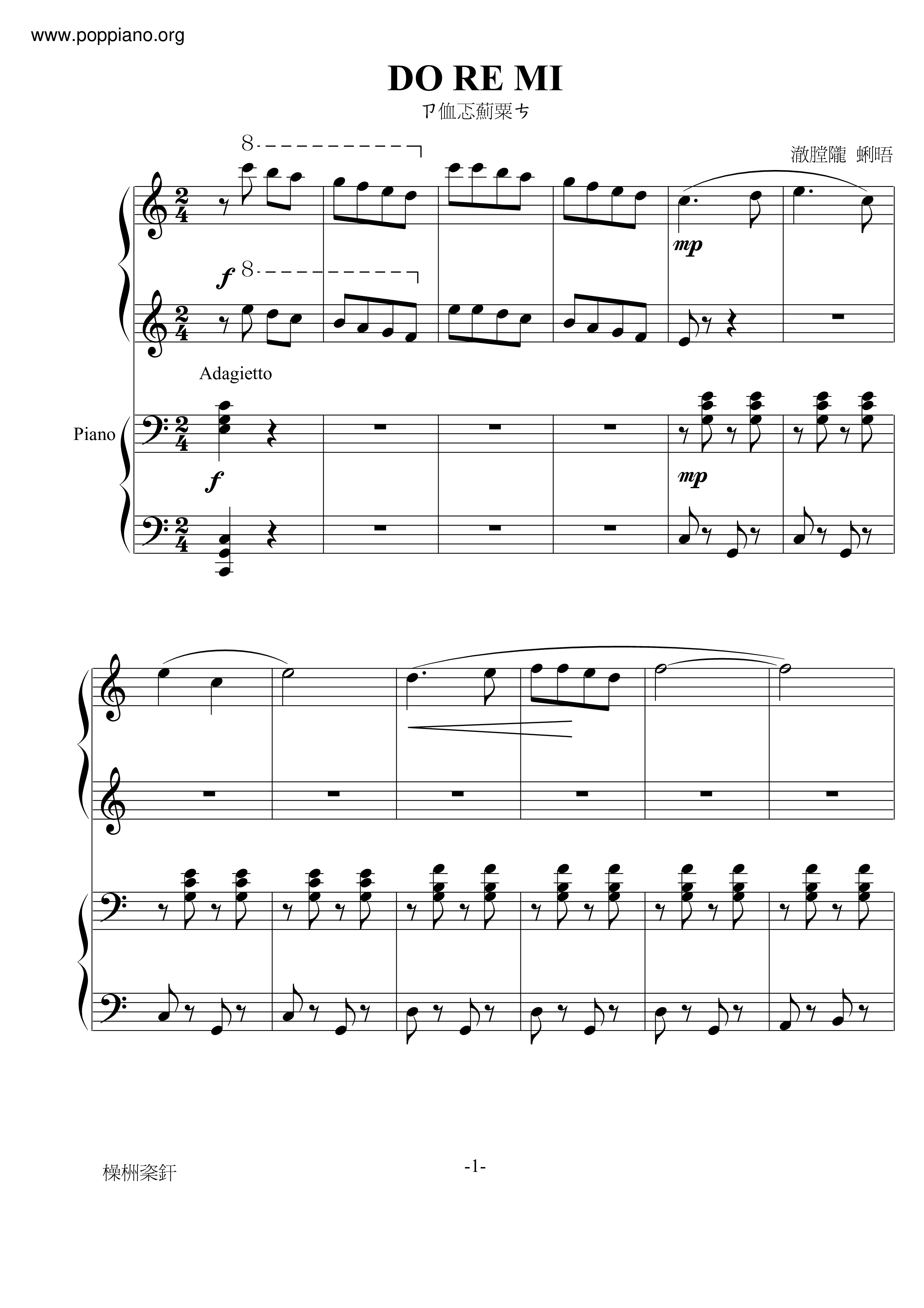 The Sound Of Music - Do-Re-Miピアノ譜
