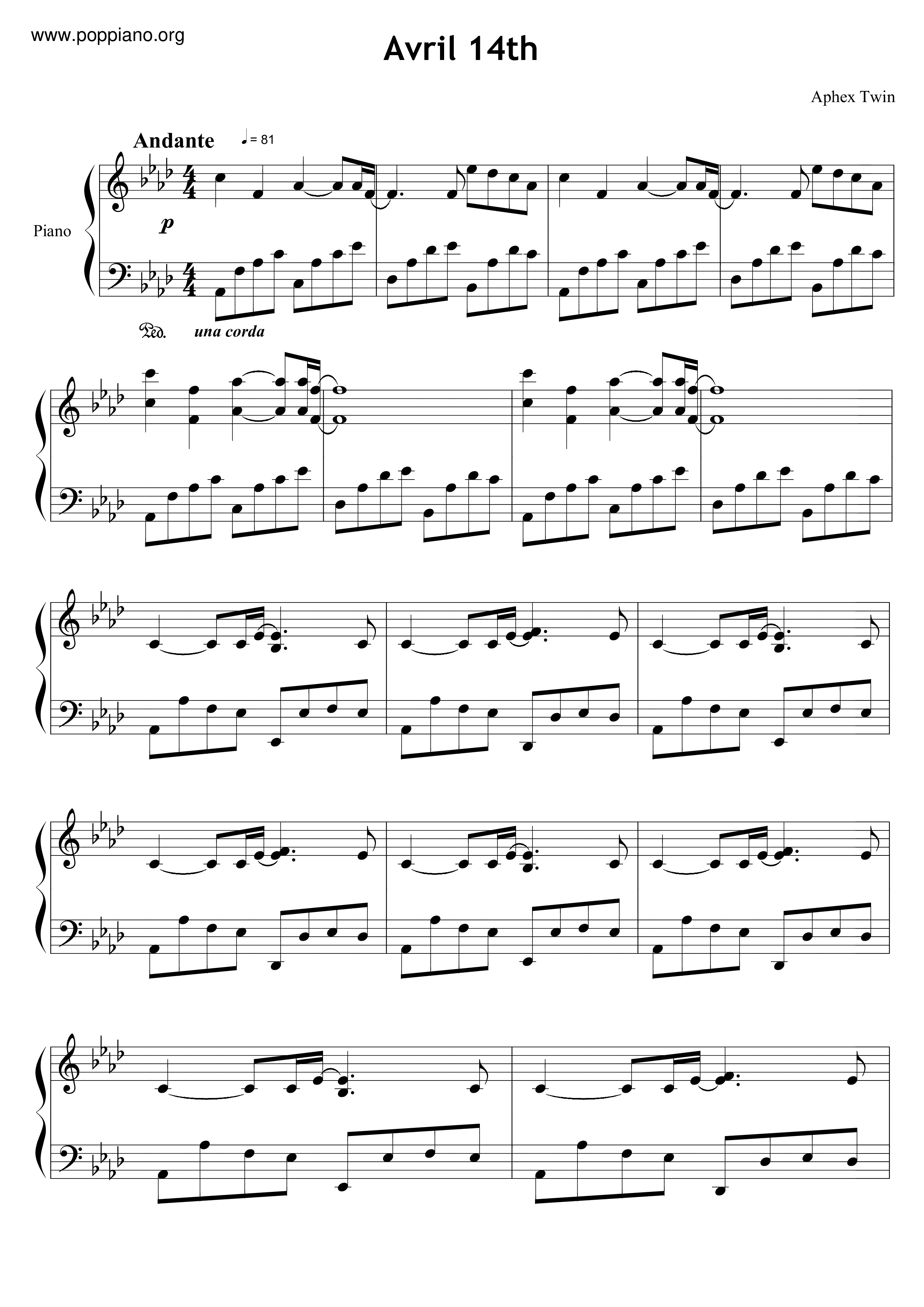 Avril 14thピアノ譜