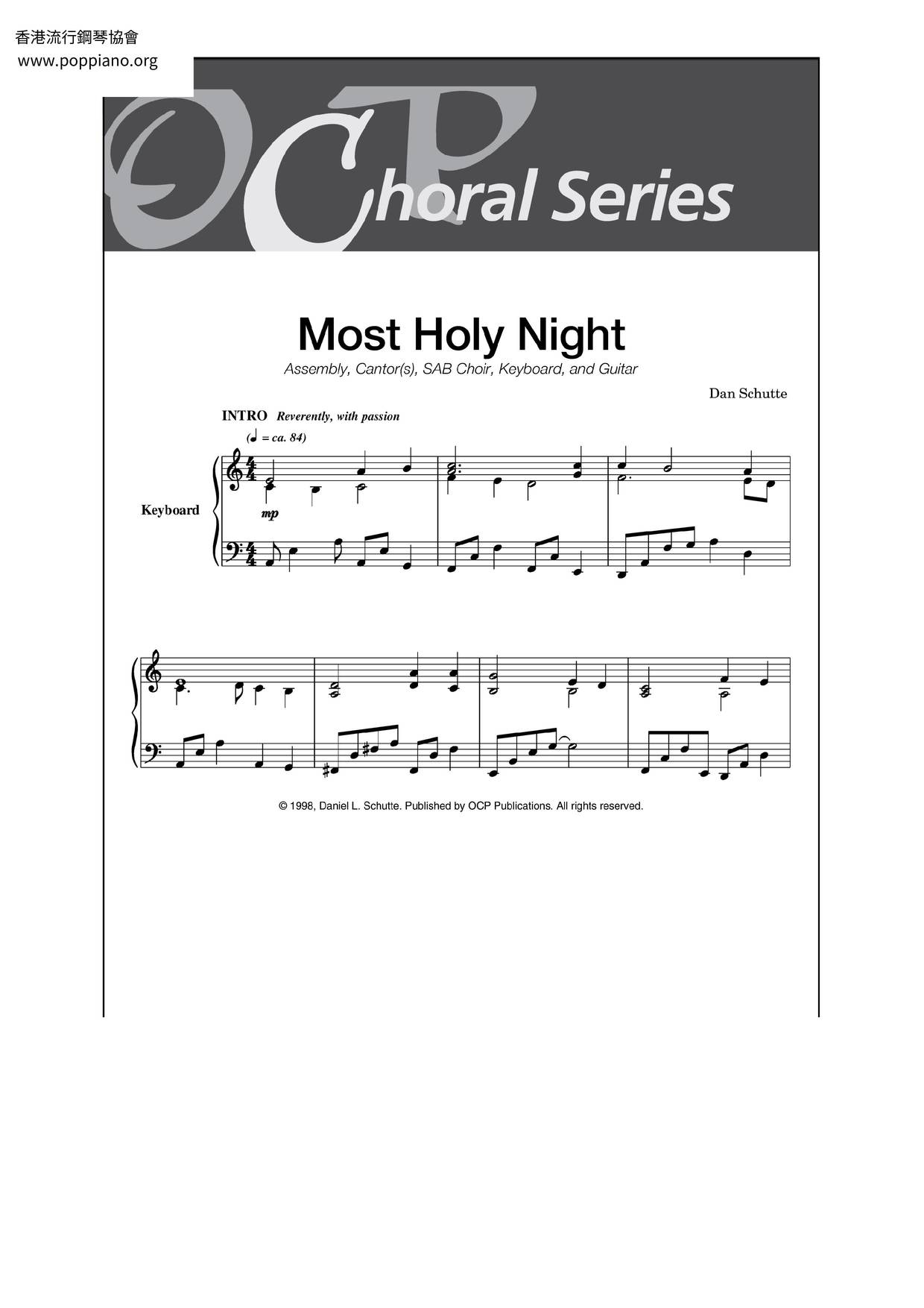 Most Holy Nightピアノ譜