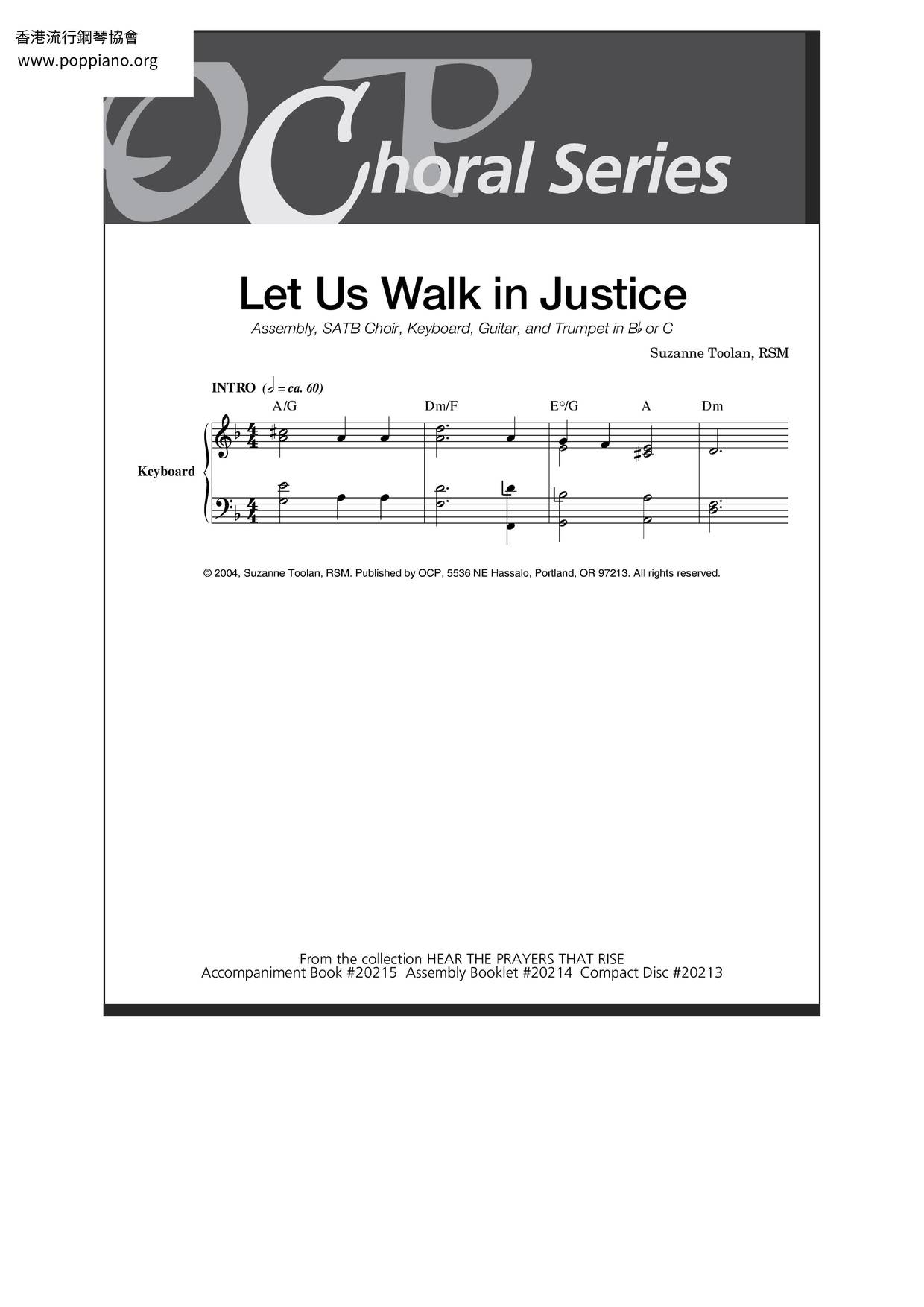 Let Us Walk In Justice琴谱