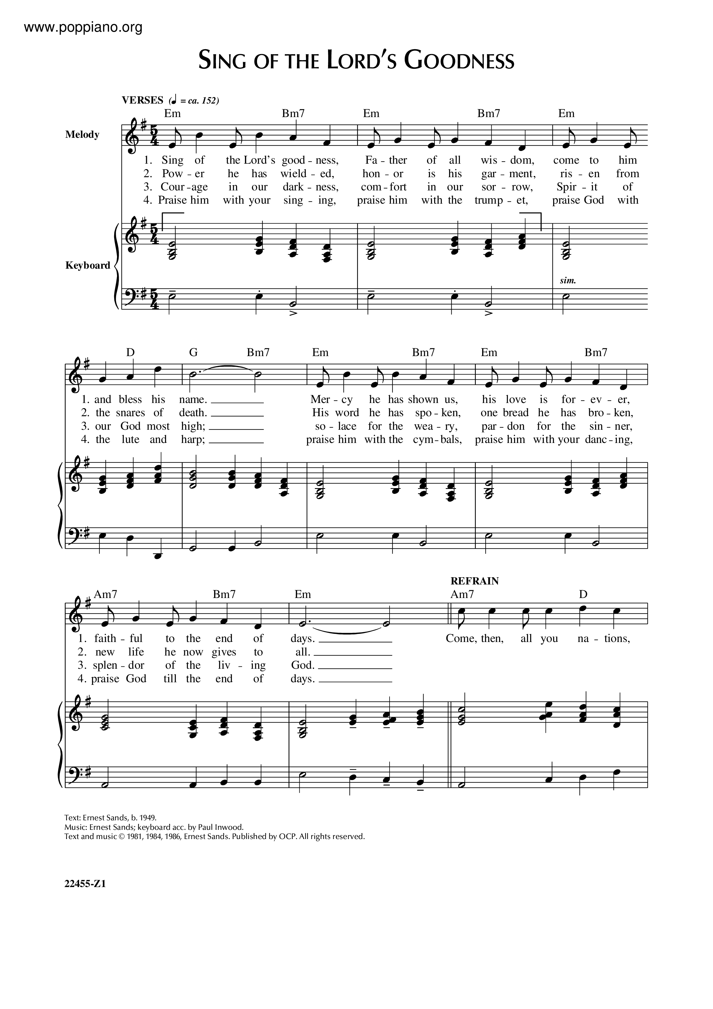 Sing Of The Lord's Goodness Score