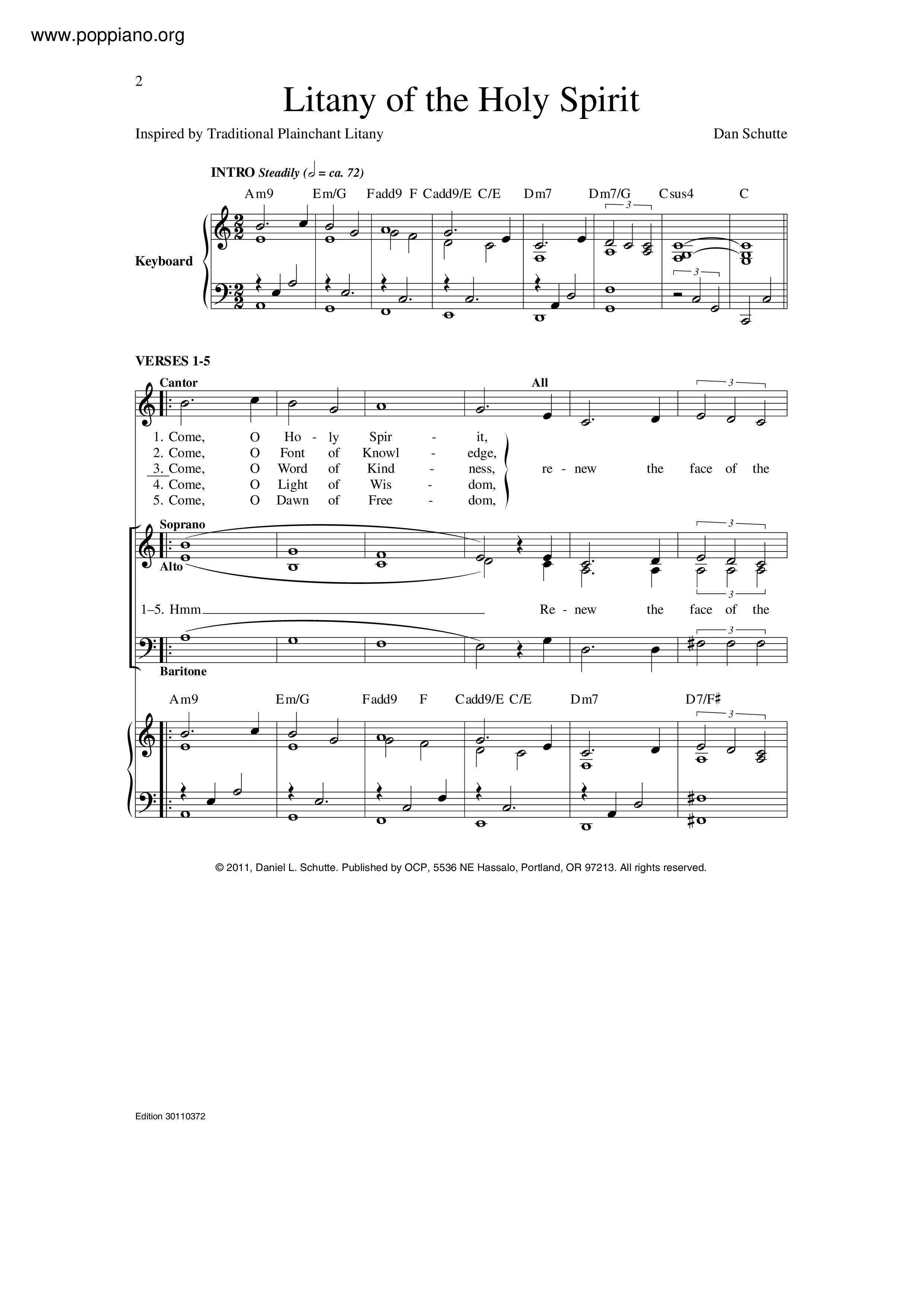 Litany Of The Holy Spirit Score
