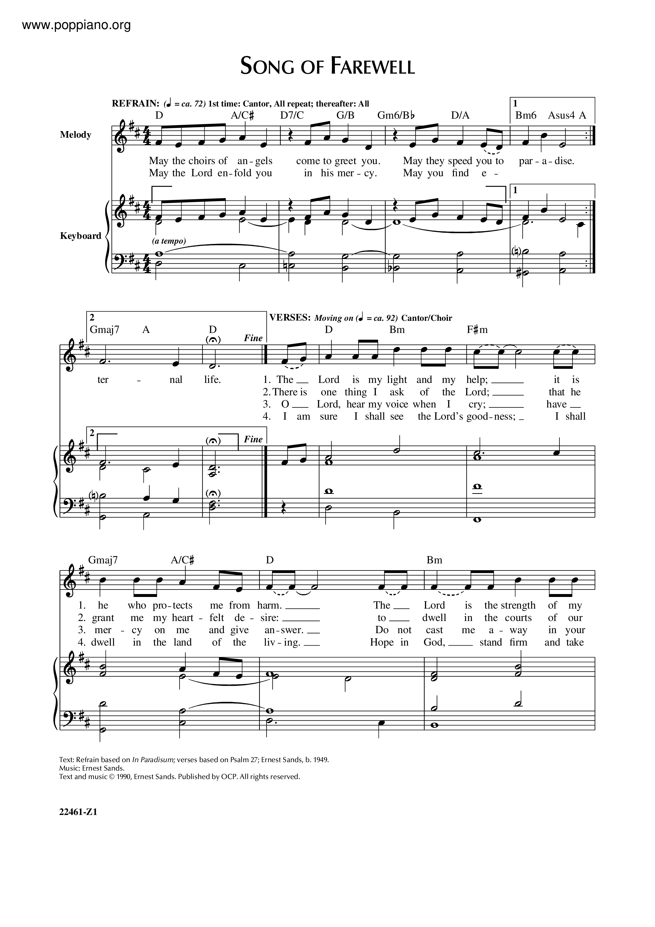 Song Of Farewell Score