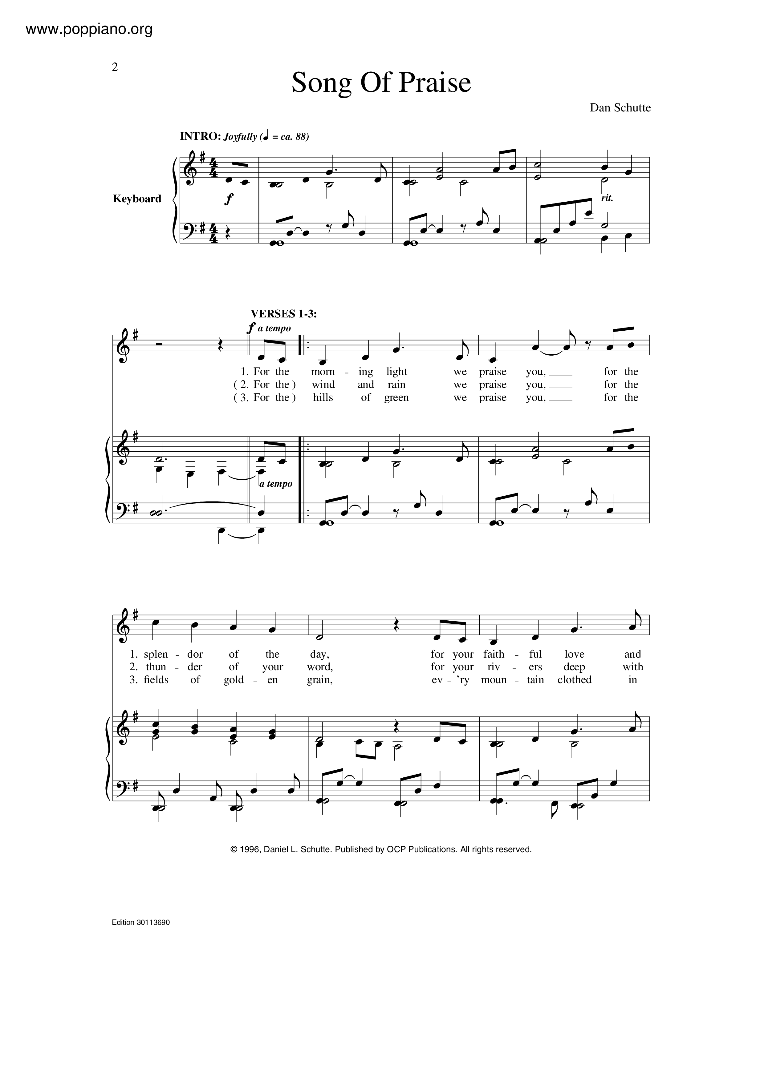 Song Of Praise Score