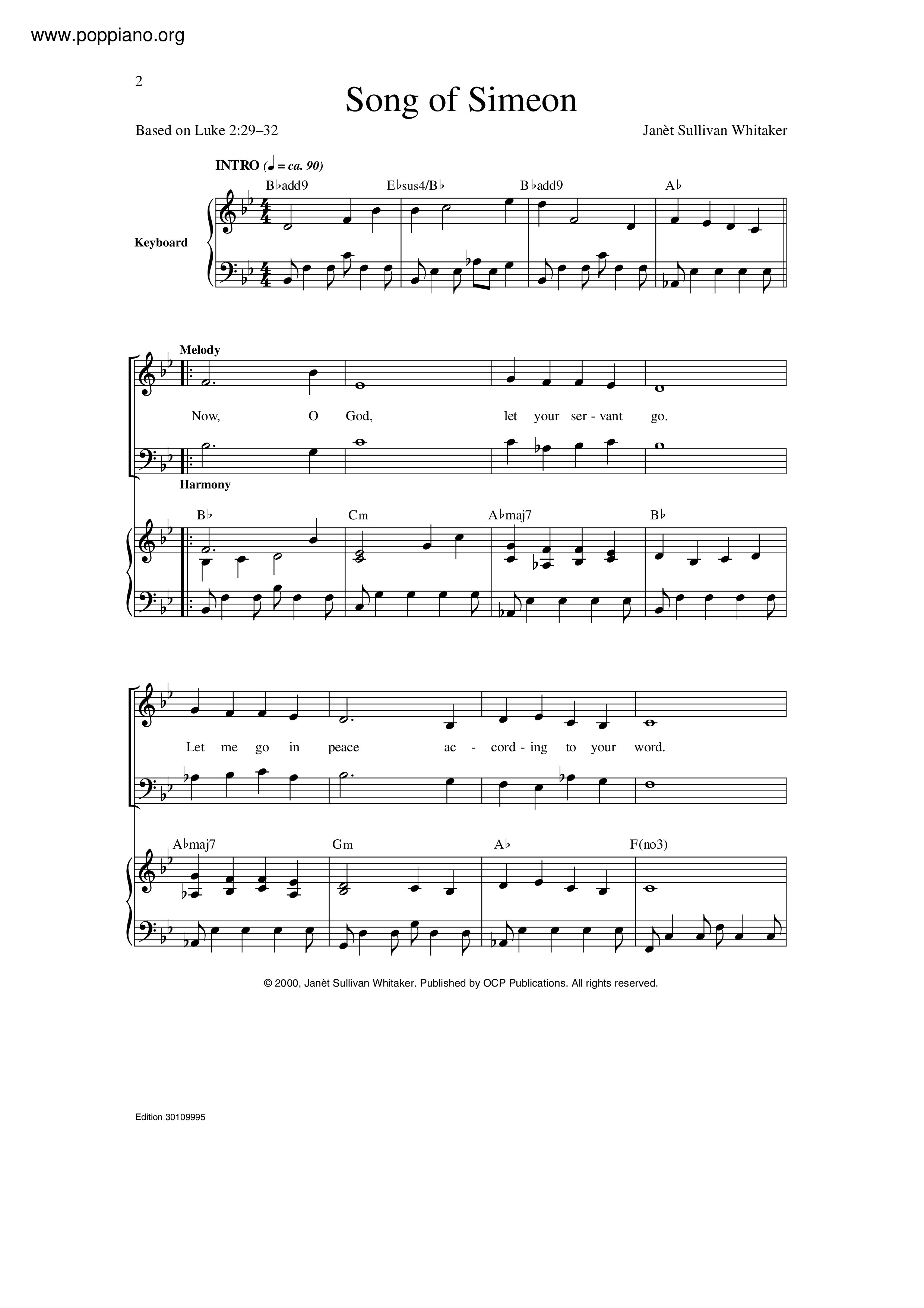 Song Of Simeon Score
