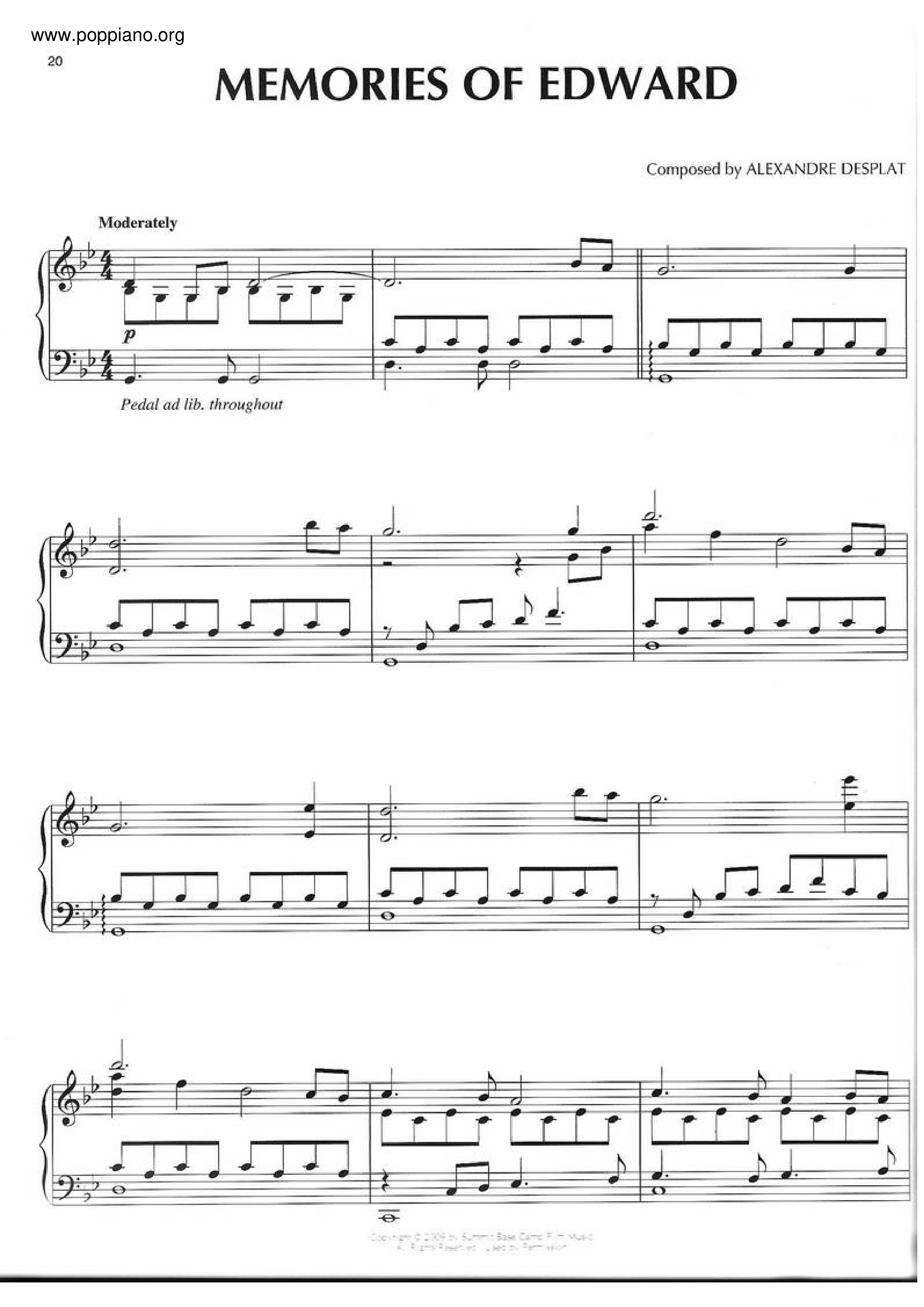 Memories Of Edward Score