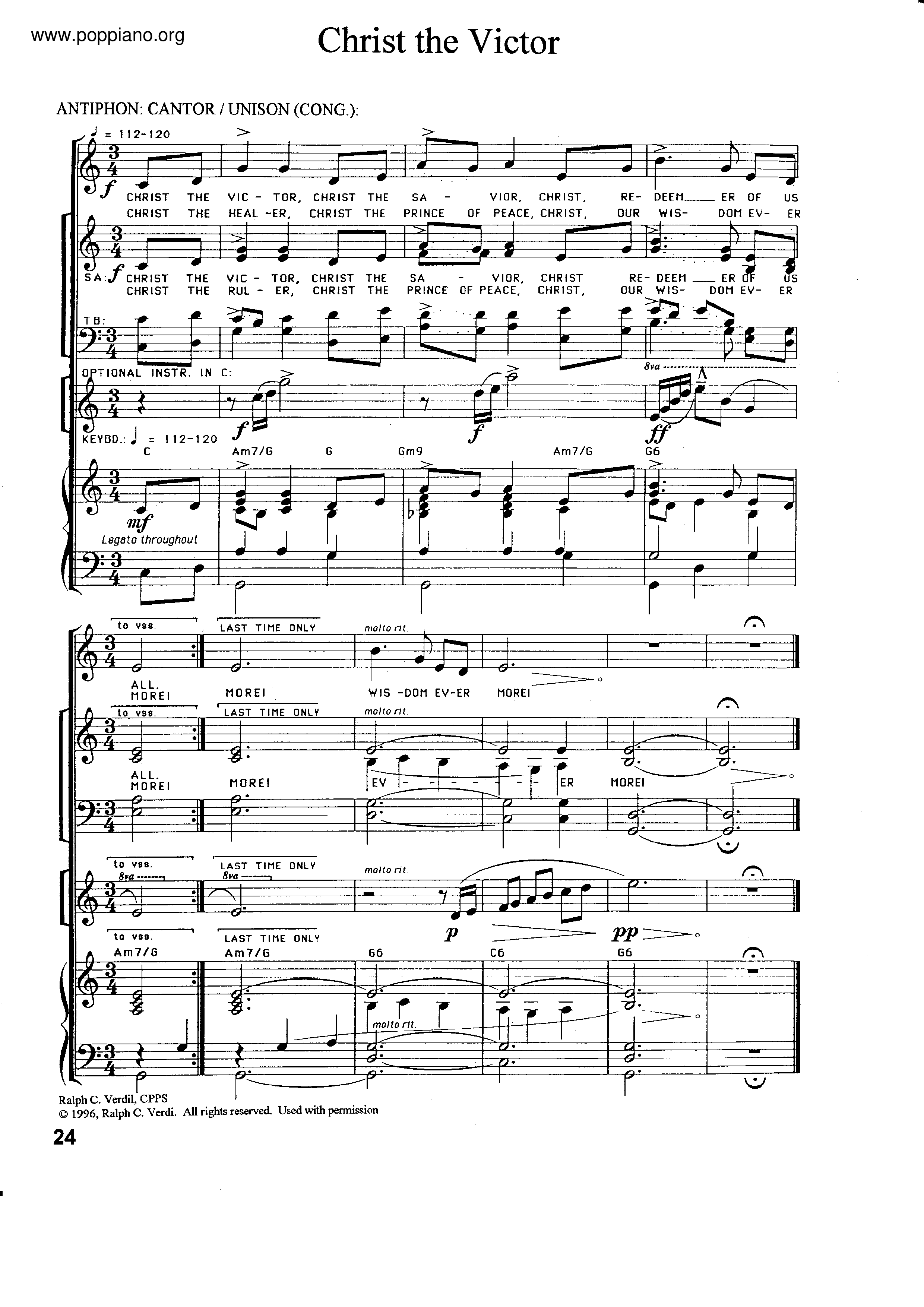 Christ The Victor Score