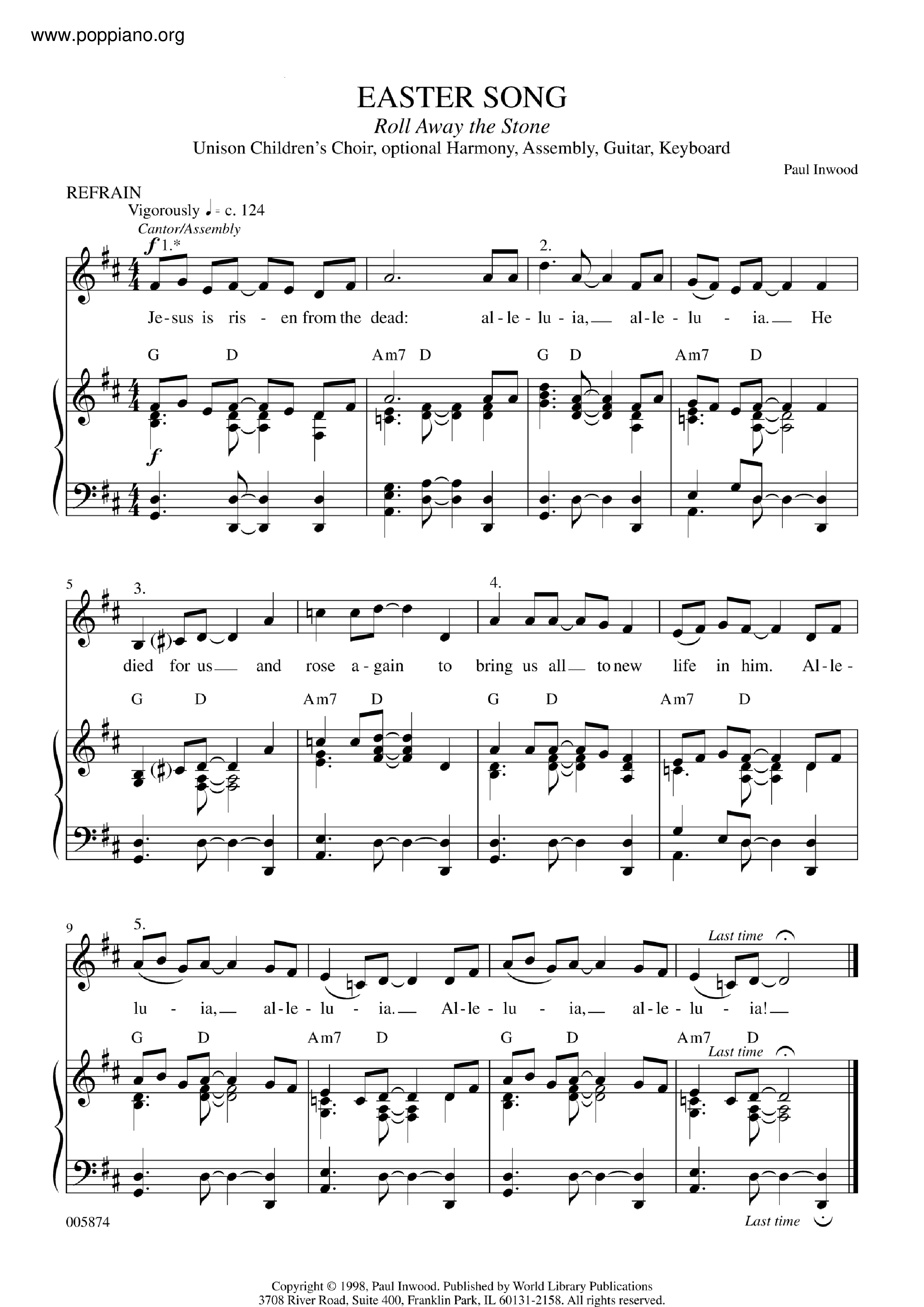 Easter Song (Roll Away The Stone) Score