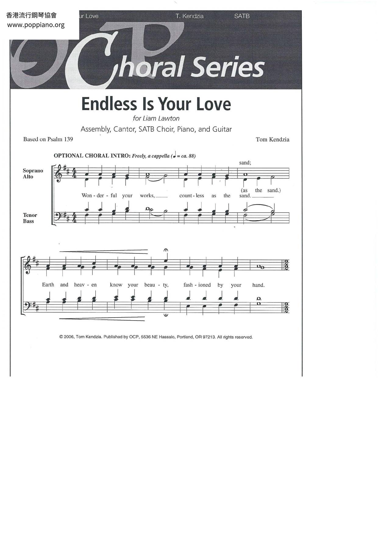 Endless Is Your Love Score