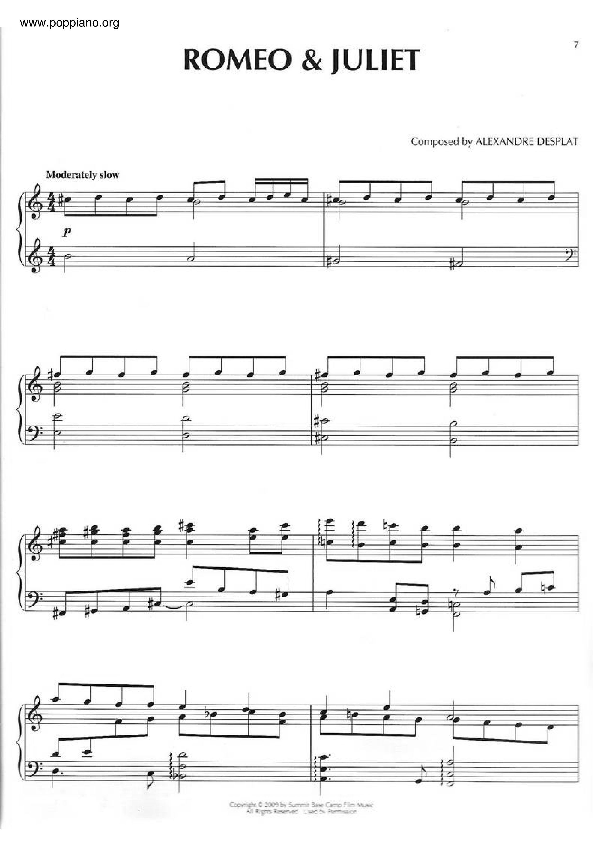 Romeo And Juliet - A Time For Us Score