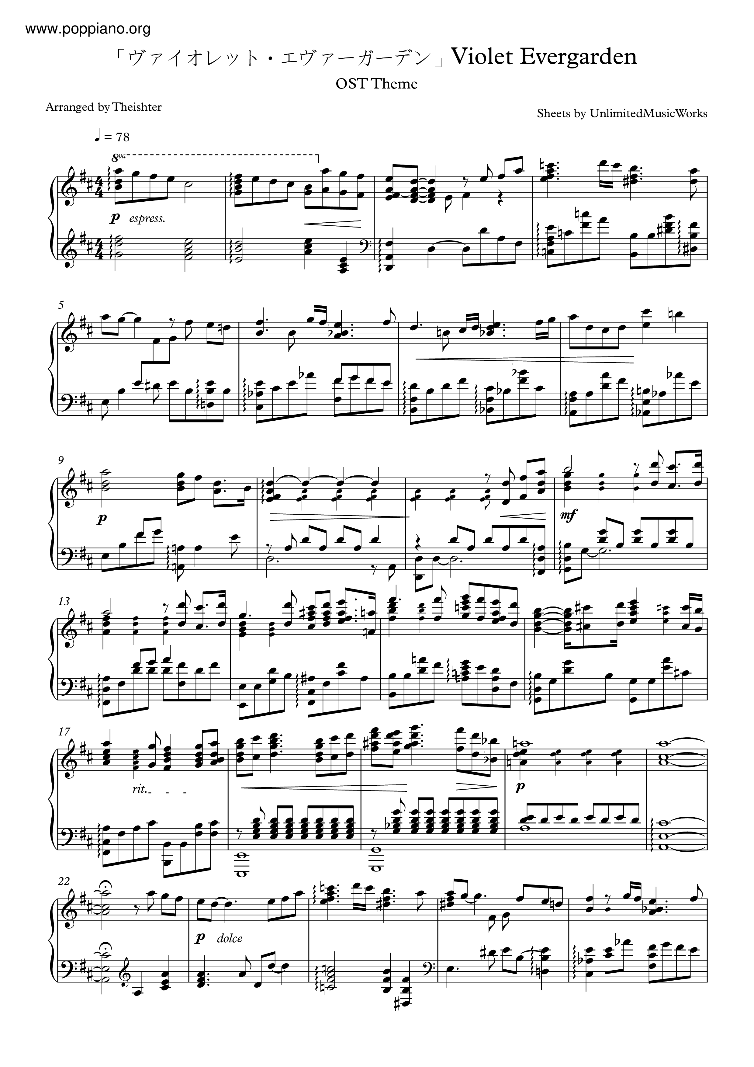 Violet Snow (Violet Evergarden Ost) Score