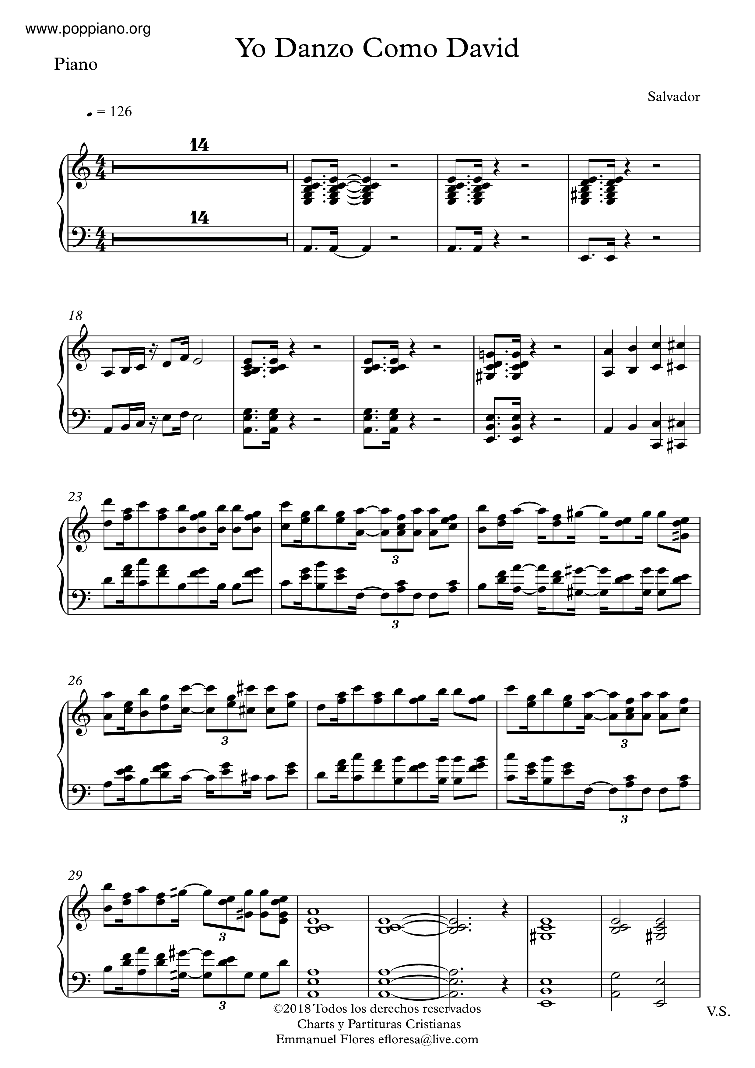 Yo Danzo Como David琴譜