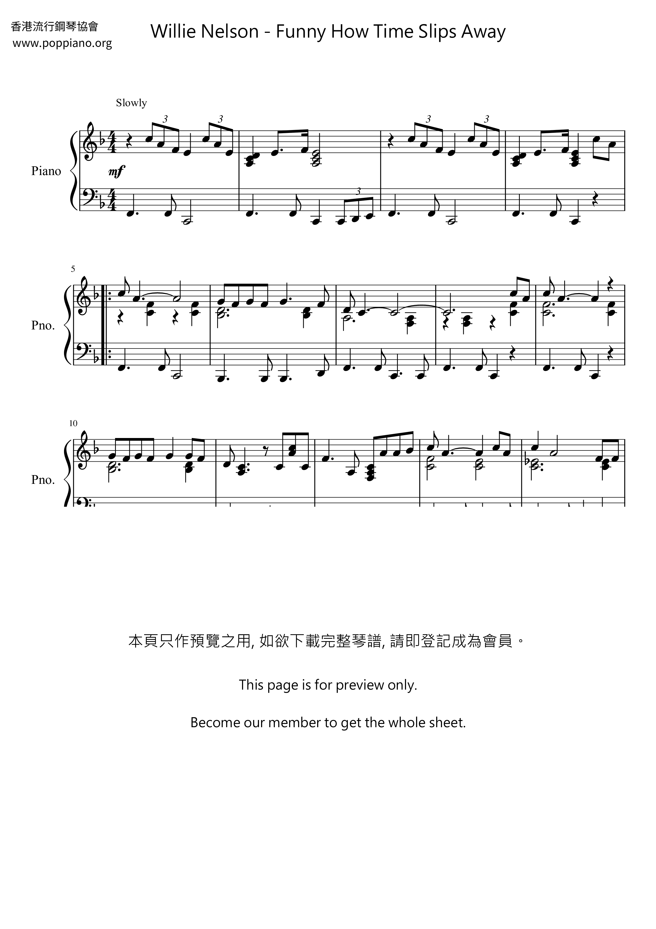 Funny How Time Slips Away琴譜
