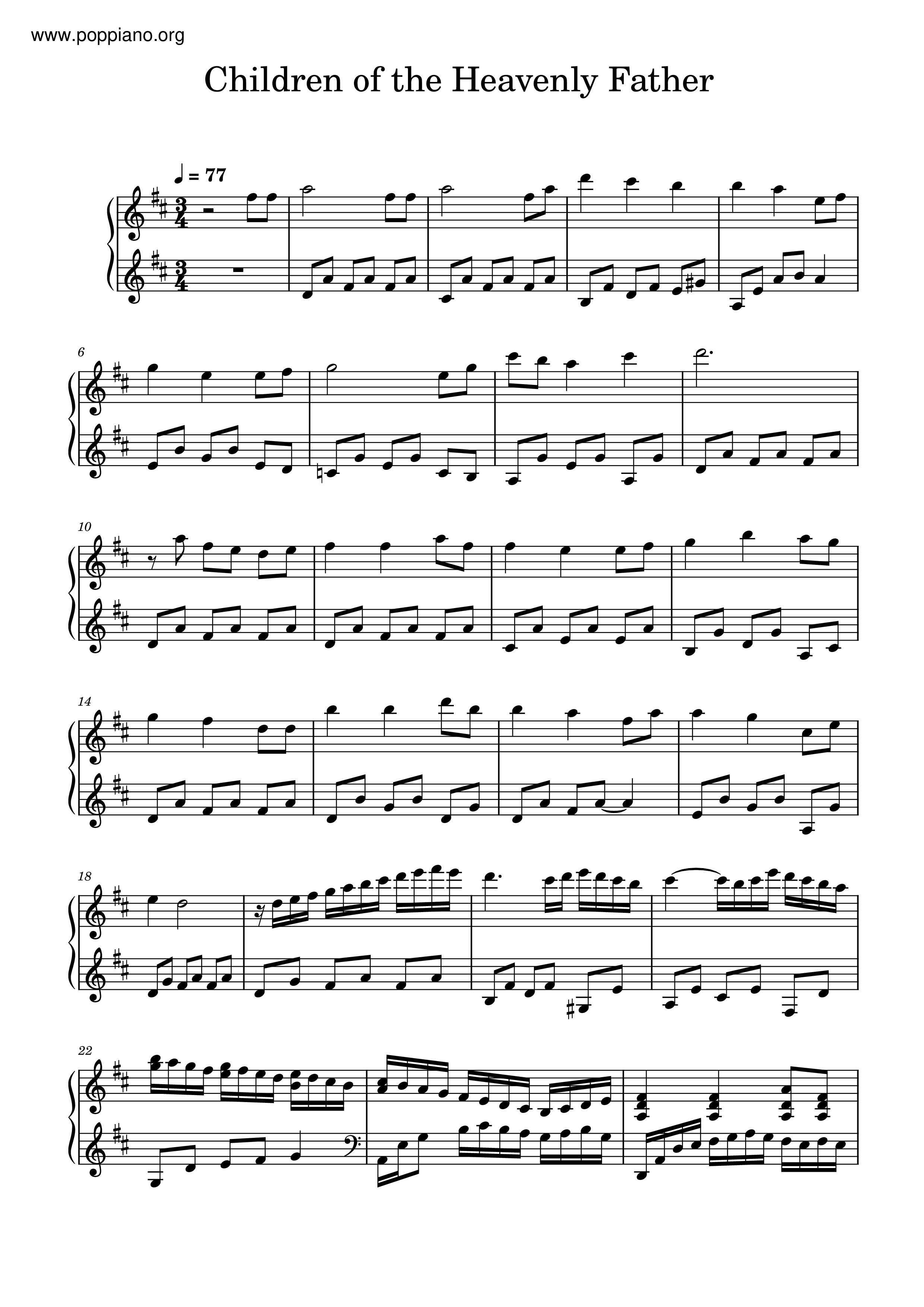 Children Of The Heavenly Father Score