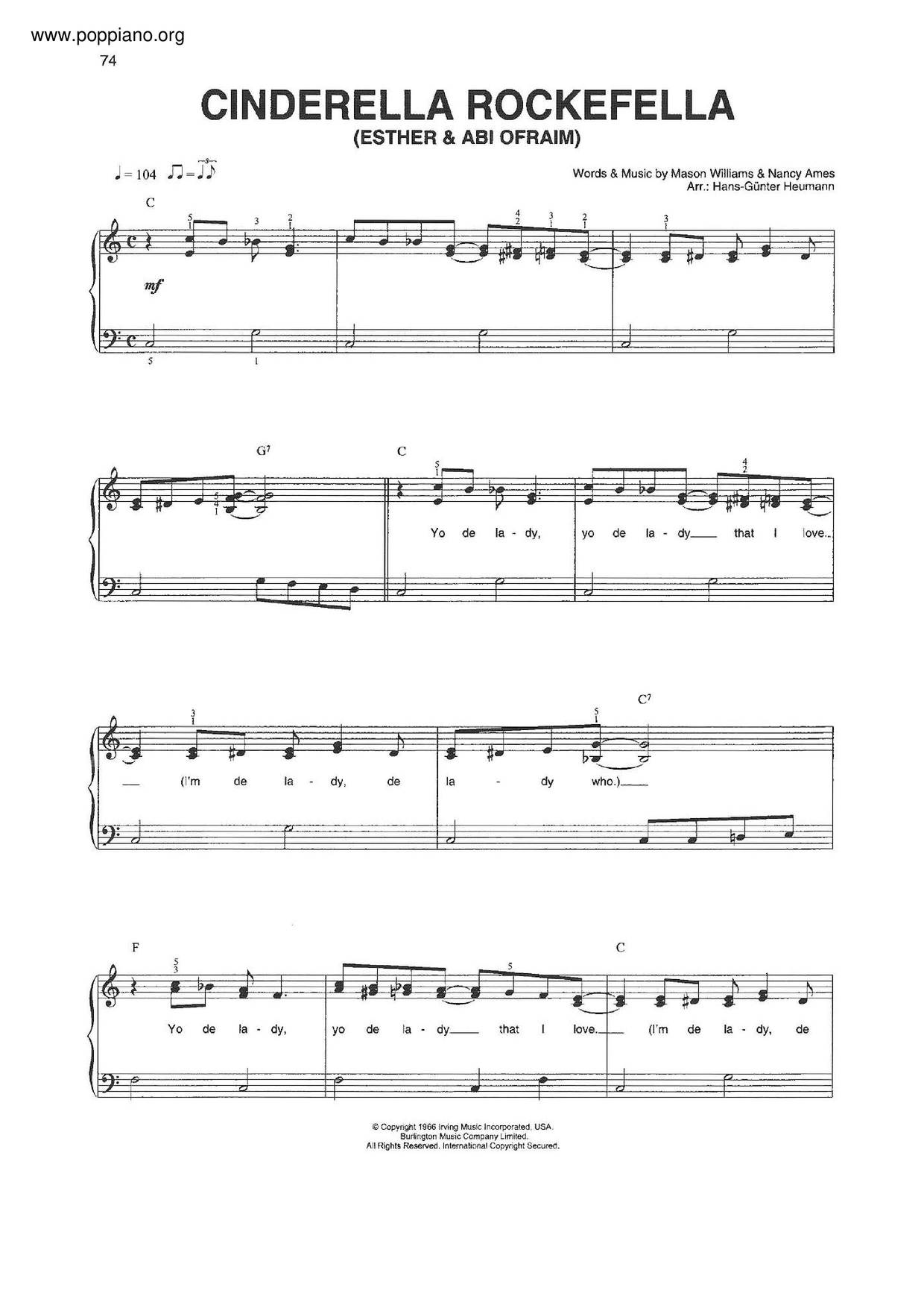 Cinderella Rockefella Score